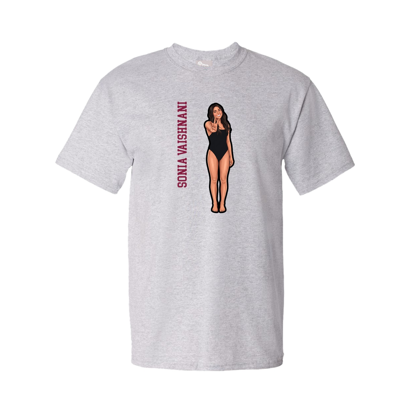 Youth Tee — Name Vertical in Grey