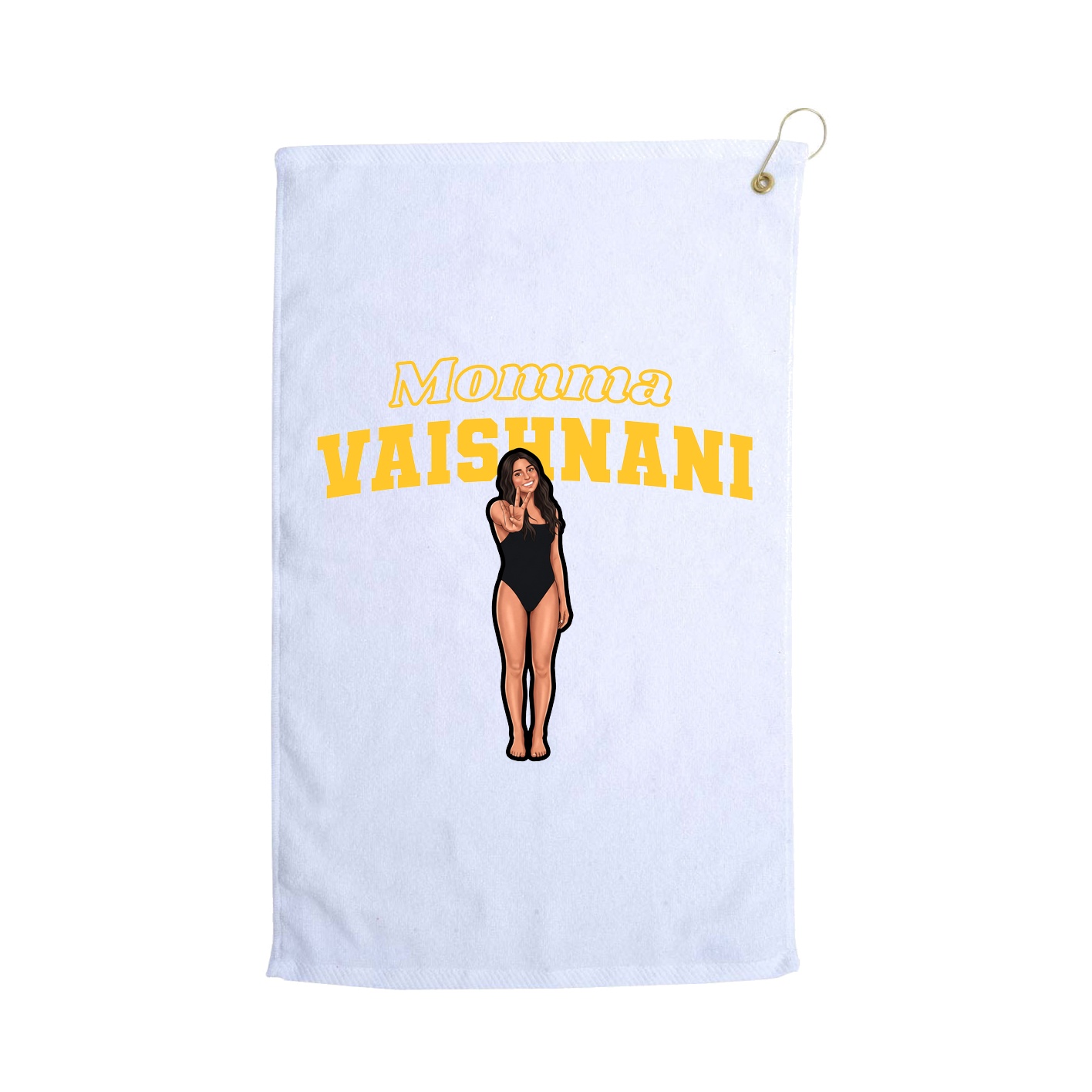 Golf Towel — Mothers Day Block in White