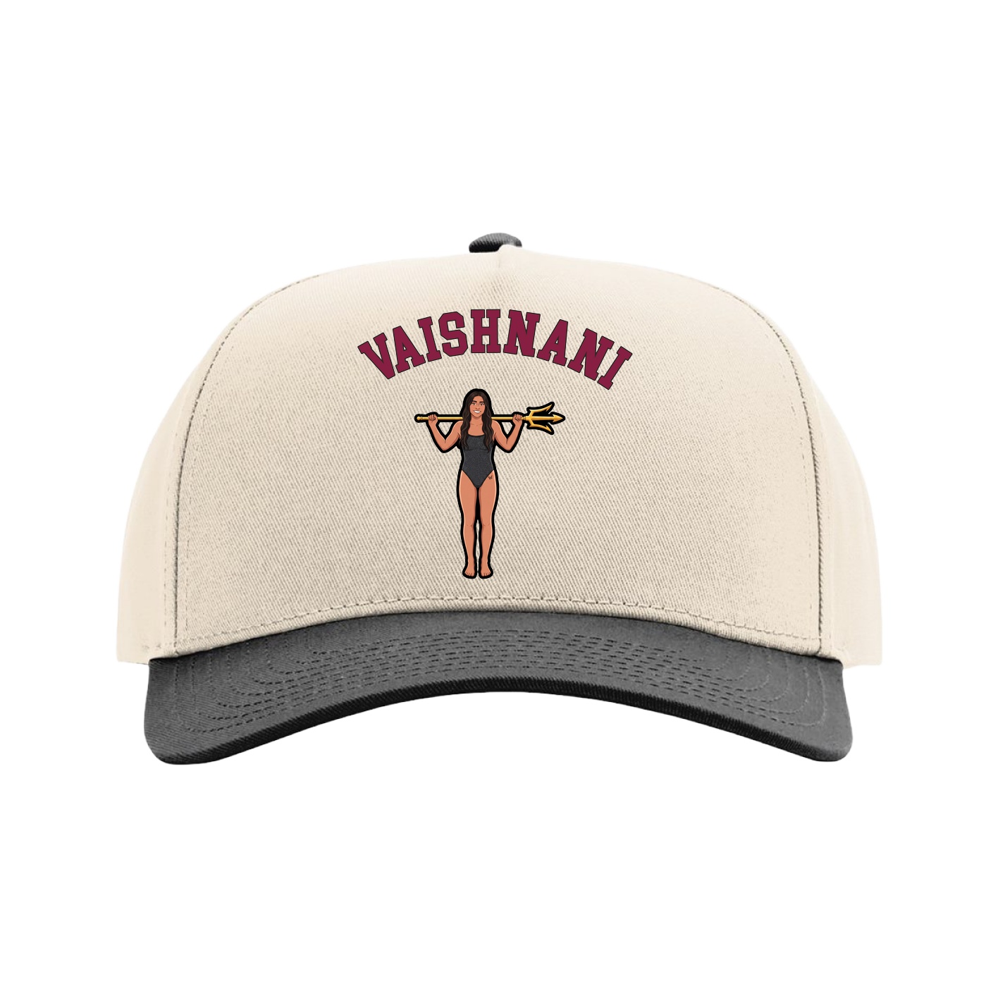 Full Fabric Five-Panel Champ Cap — Shirsey Arch in Cream/Black