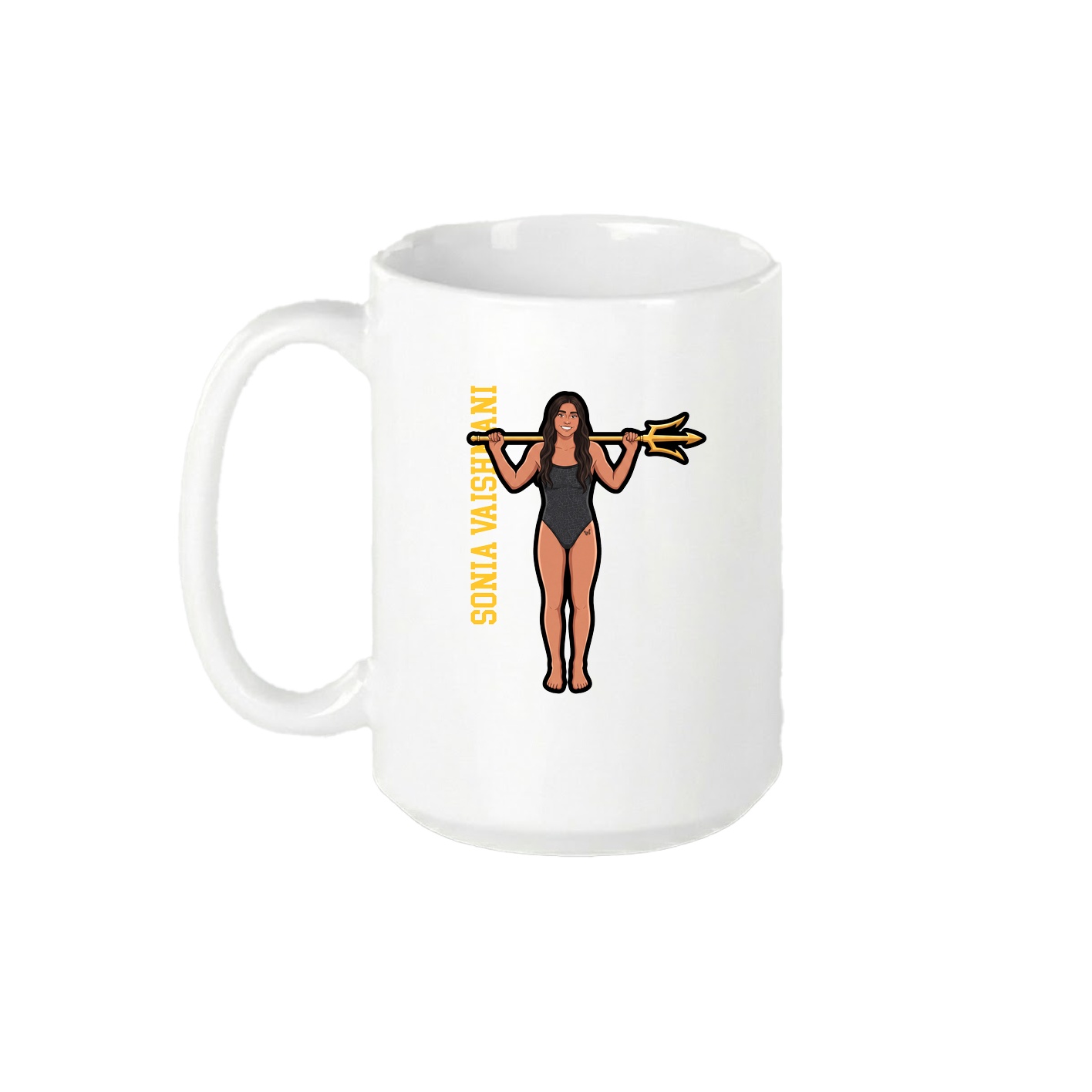 15oz Coffee Mug — Name Vertical in White