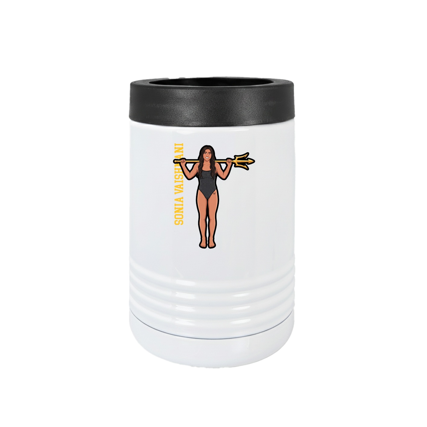 Beverage Holder — Name Vertical in White