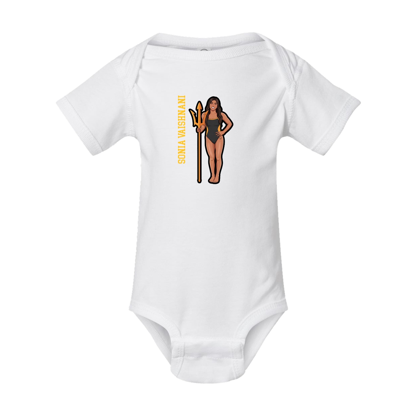 Baby Onesie — Name Vertical in White