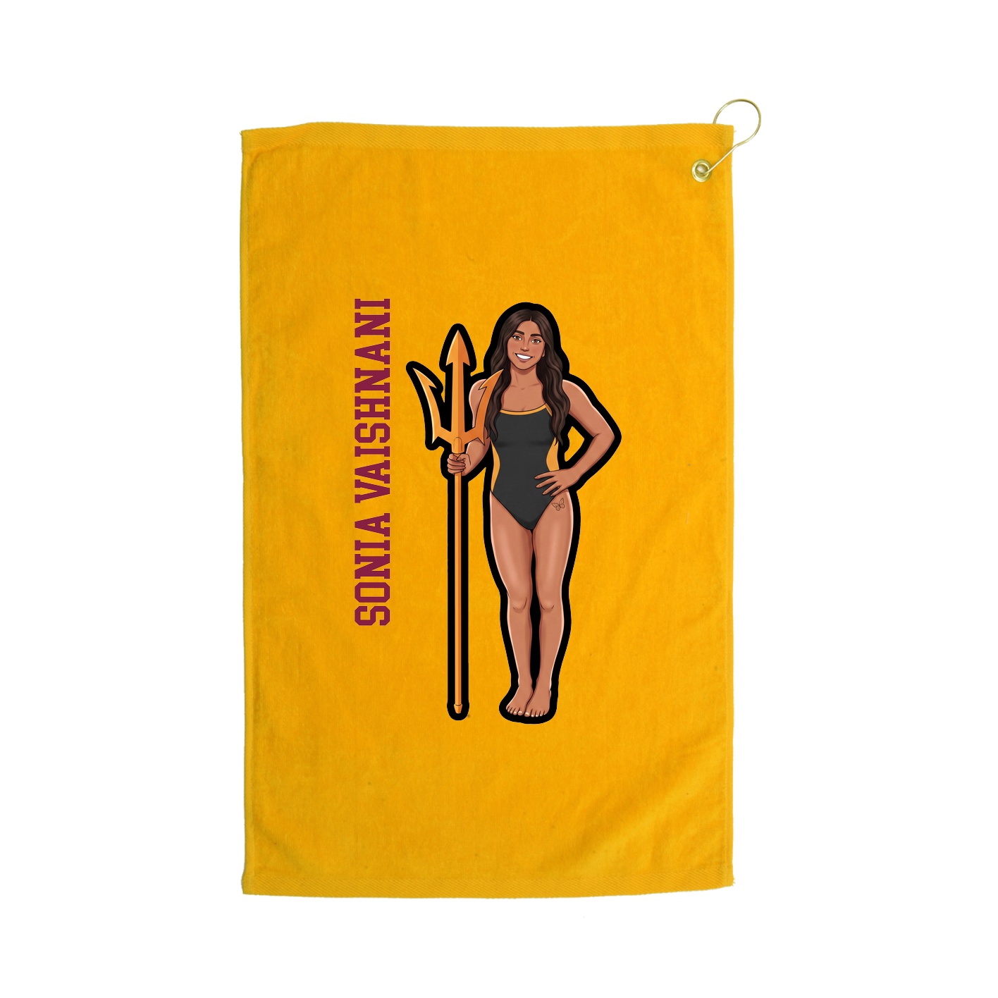 Golf Towel — Name Vertical in Gold