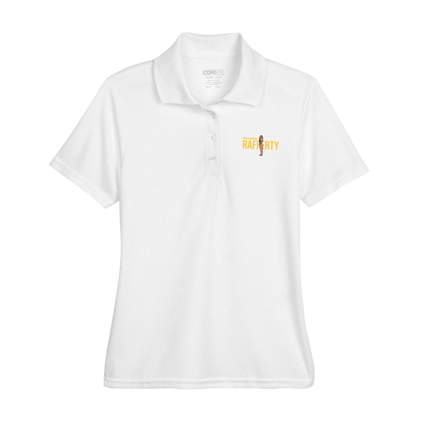 Womens Performance Polo — Player Name in White