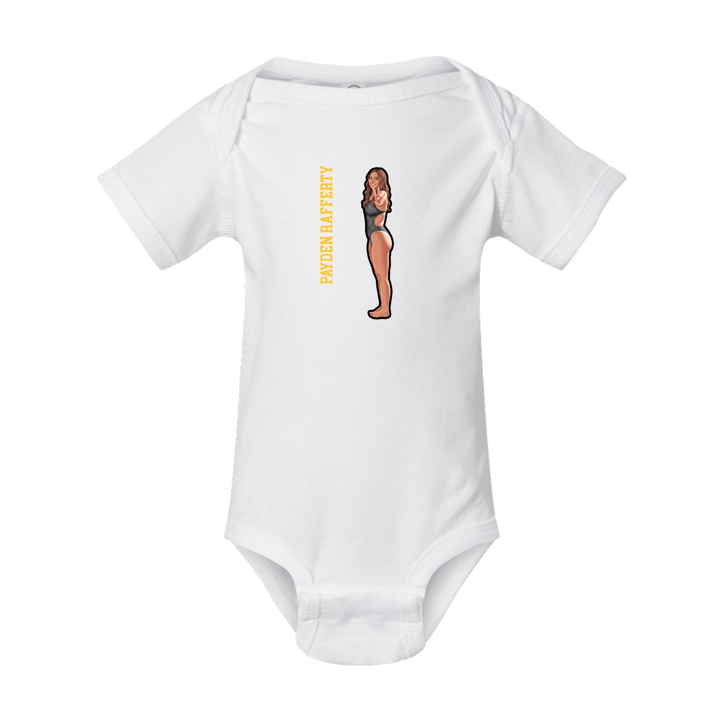 Baby Onesie — Name Vertical in White
