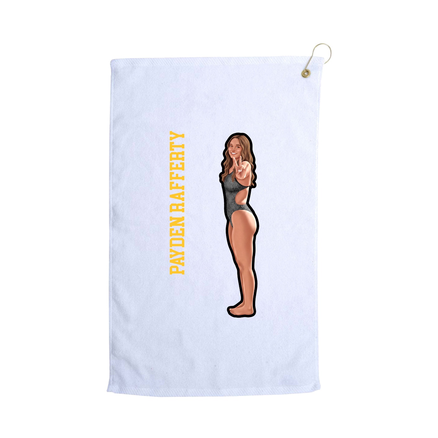 Golf Towel — Name Vertical in White