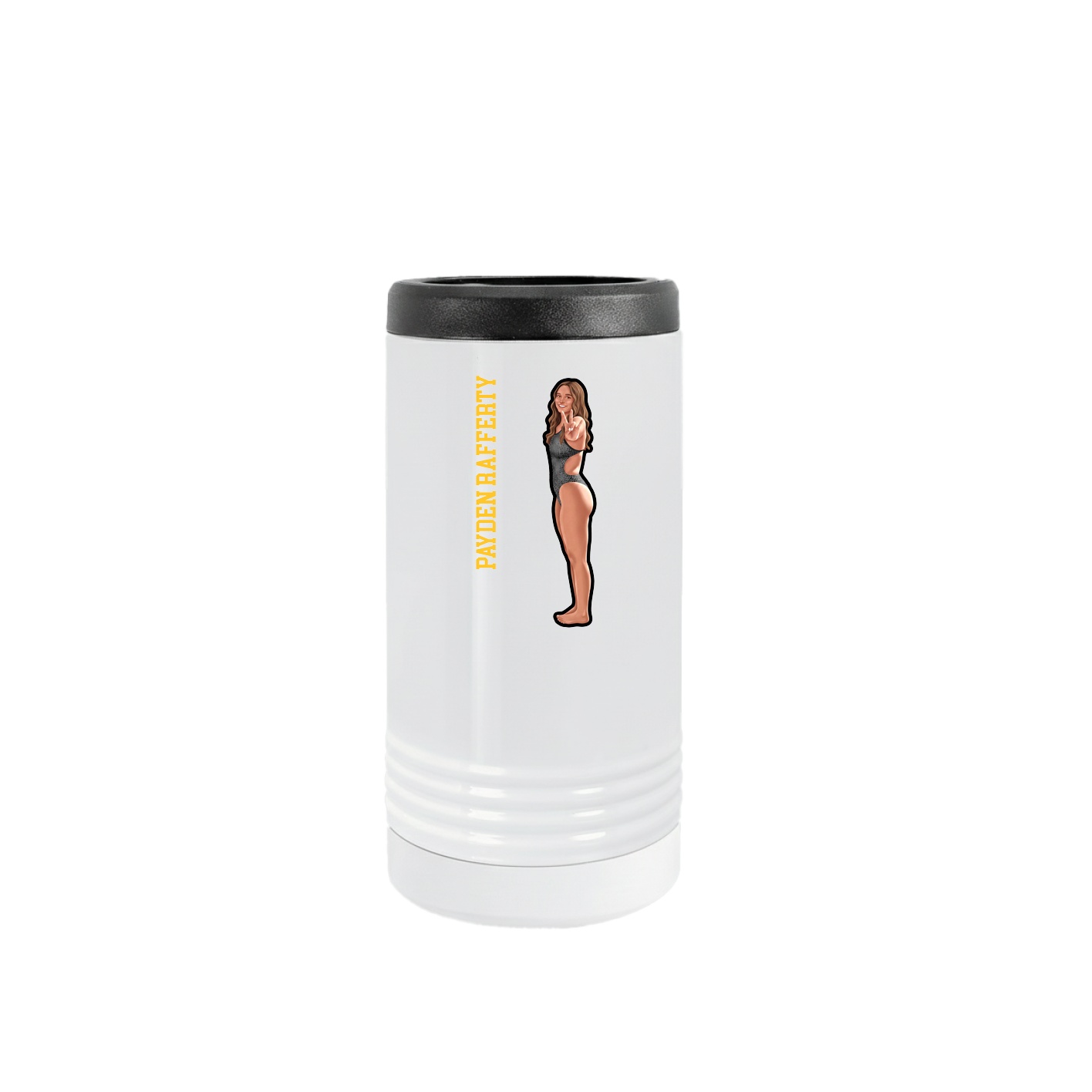 Slim Beverage Holder — Name Vertical in White