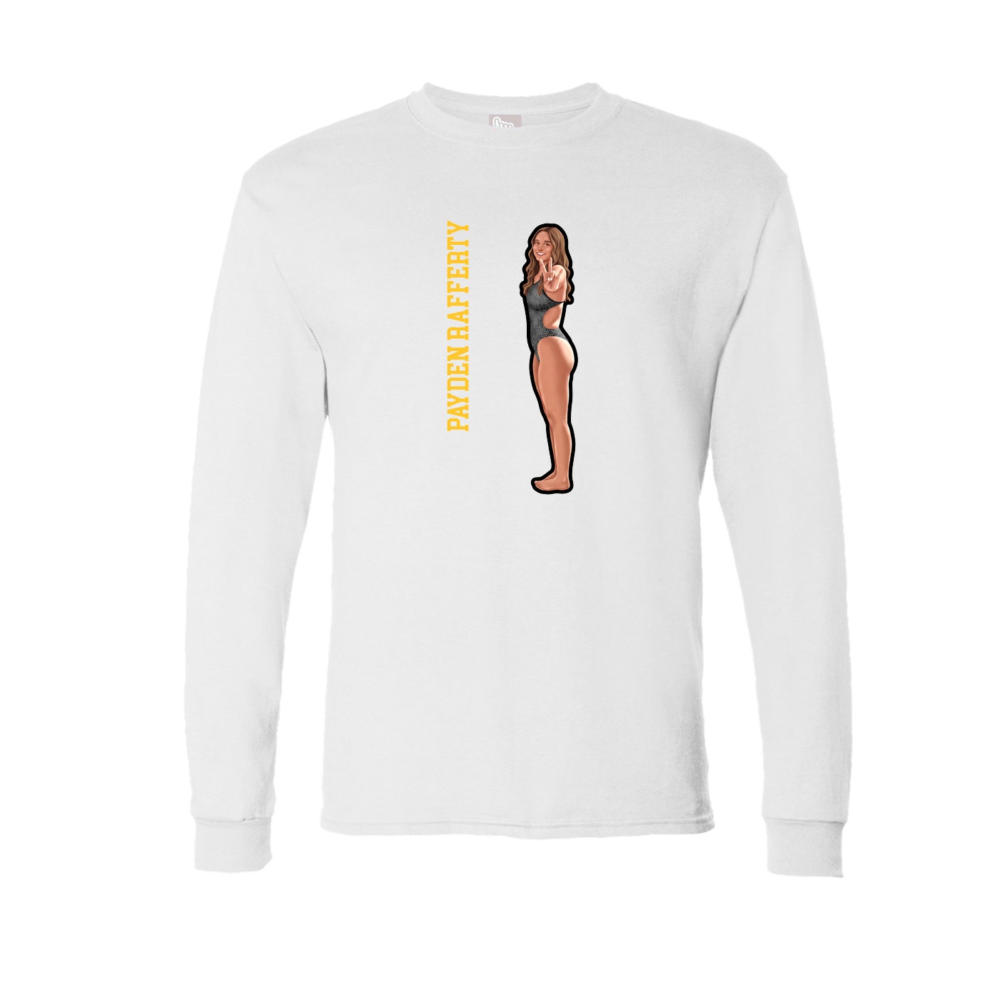 Long Sleeve Tee — Name Vertical in White
