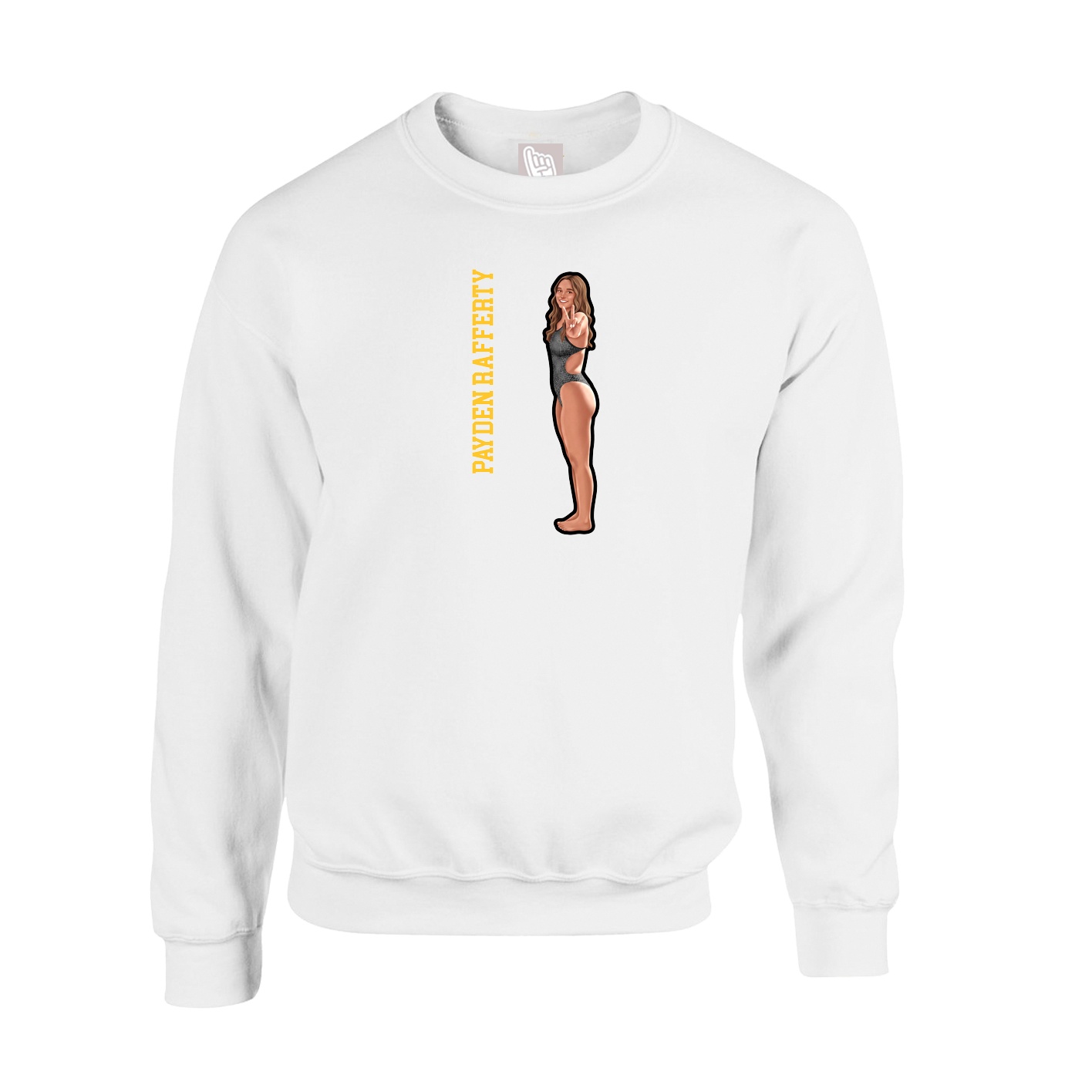 Fleece Crew — Name Vertical in White