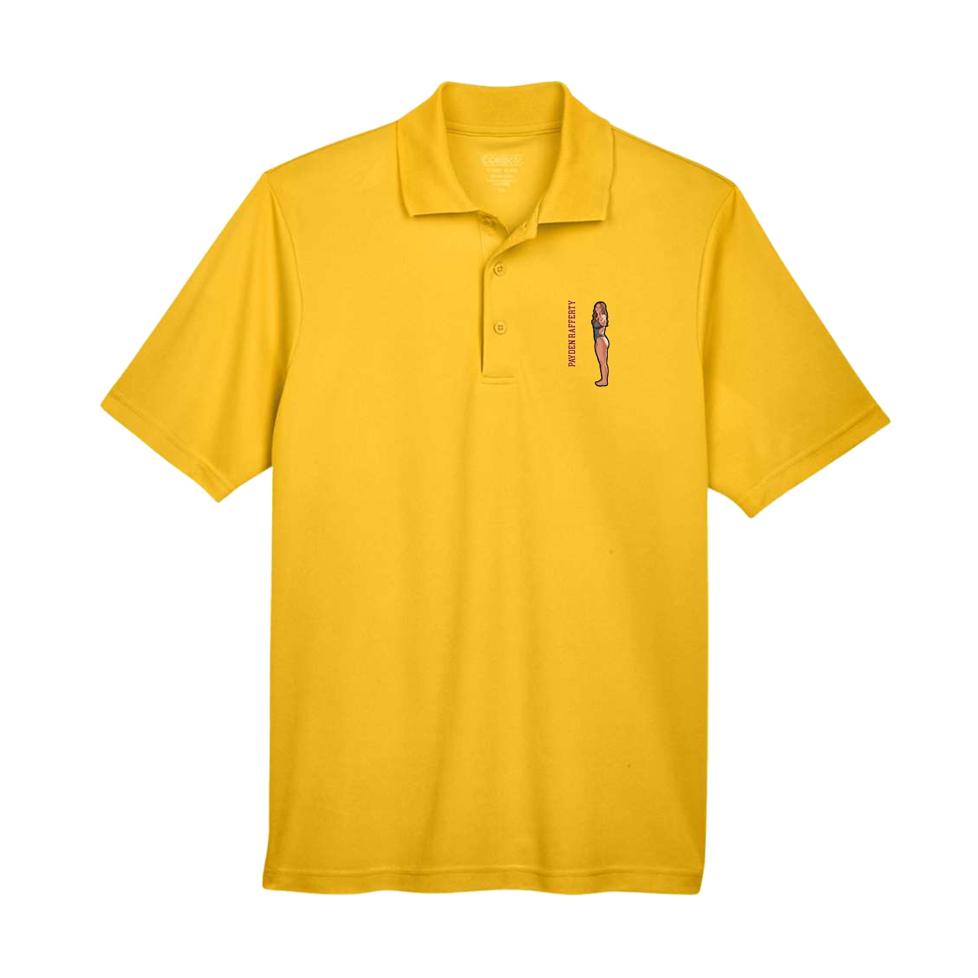 Performance Polo — Name Vertical in Gold
