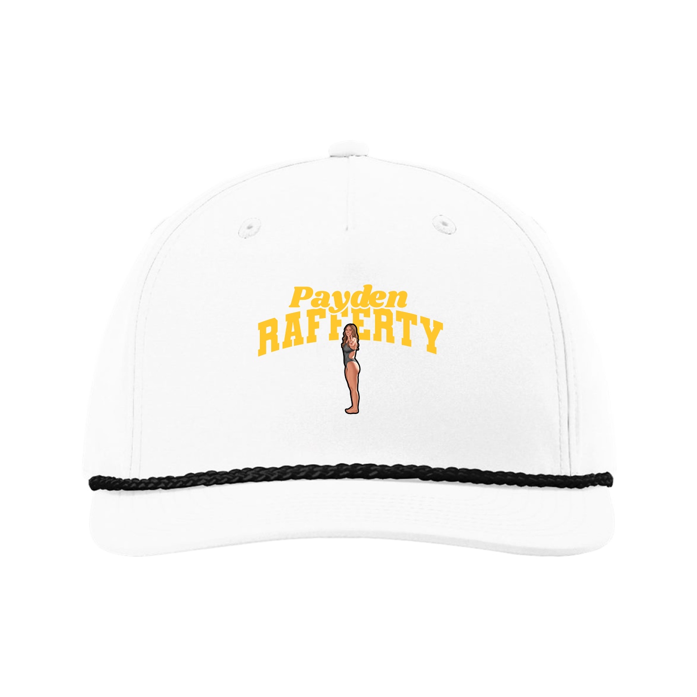 Five-Panel Classic Rope Cap — Signature Arch in White