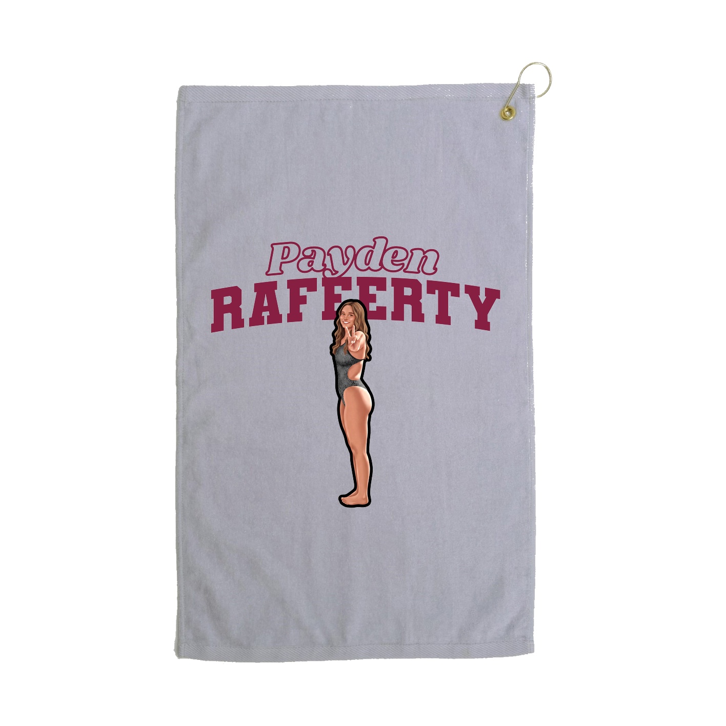 Golf Towel — Name Arch in Grey