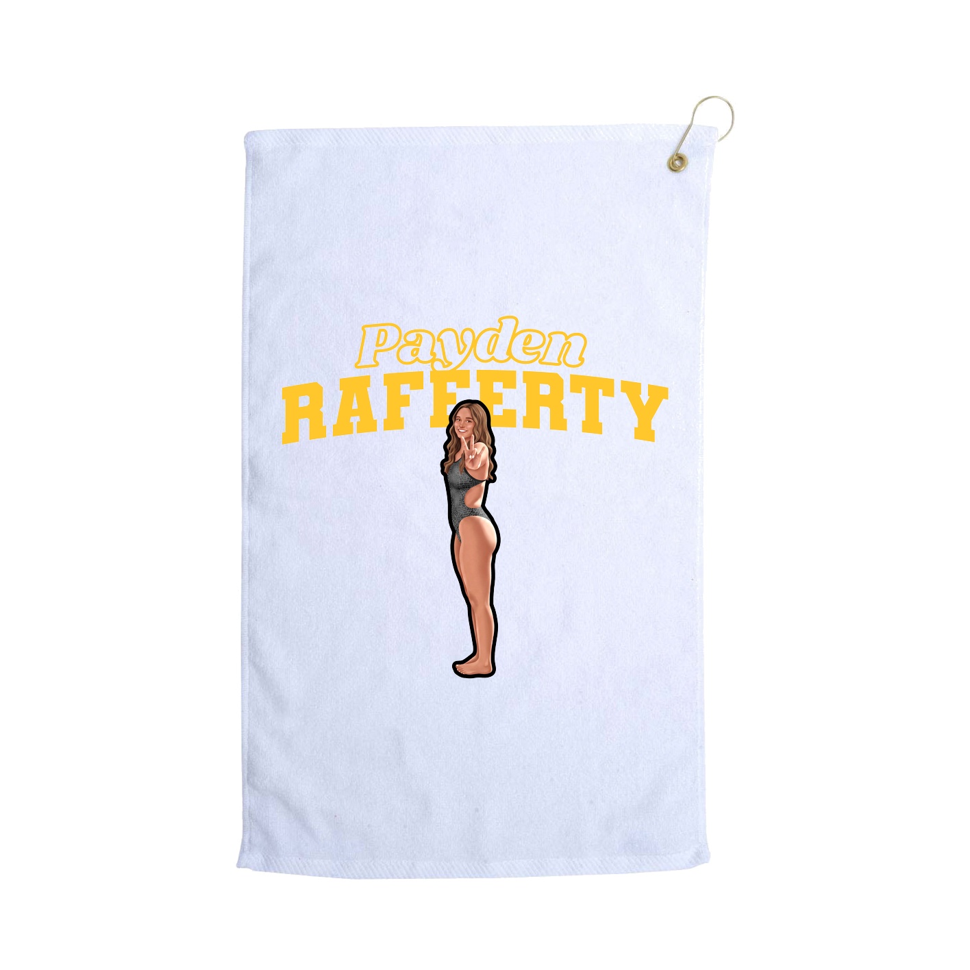 Golf Towel — Name Arch in White