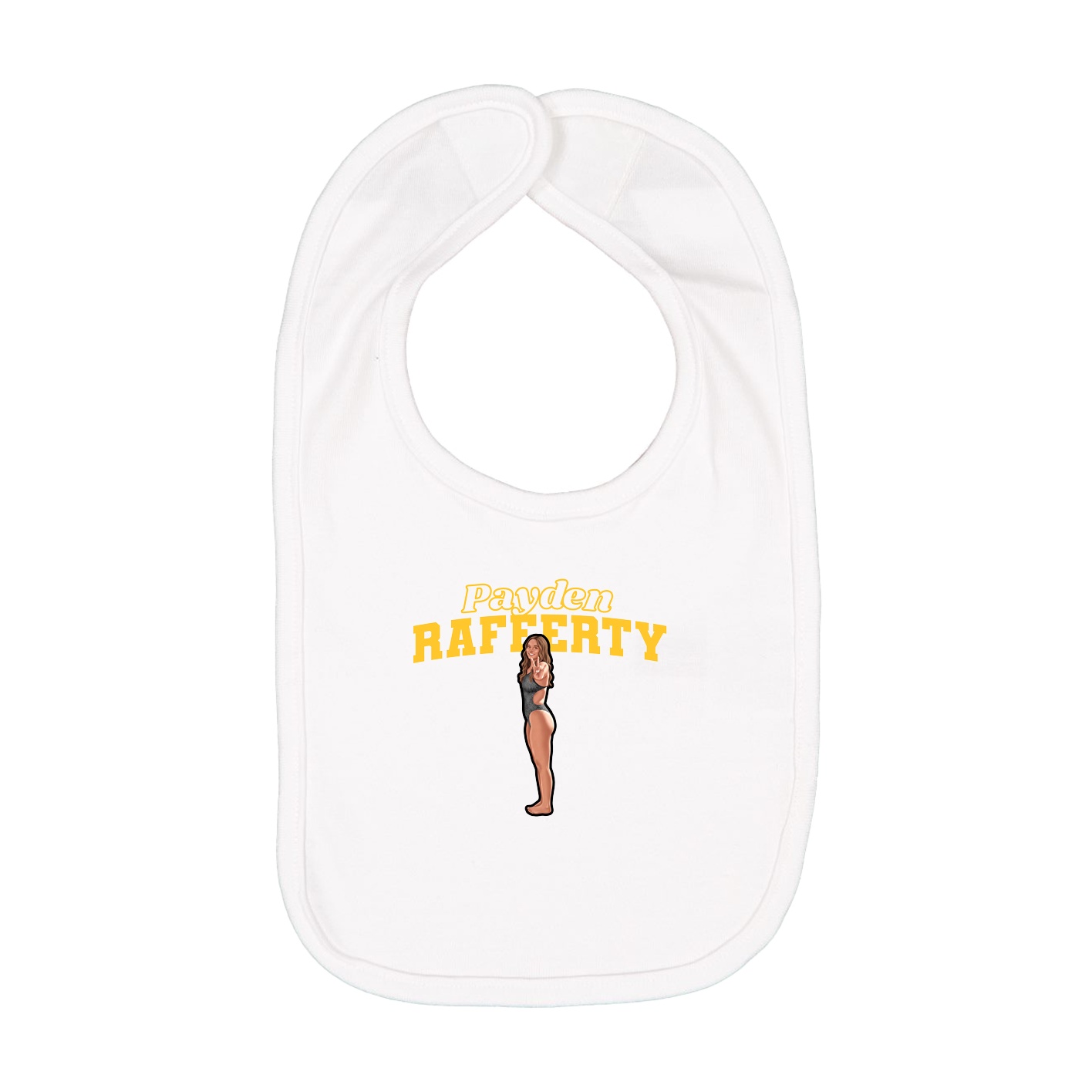 Infant Bib — Name Arch in White