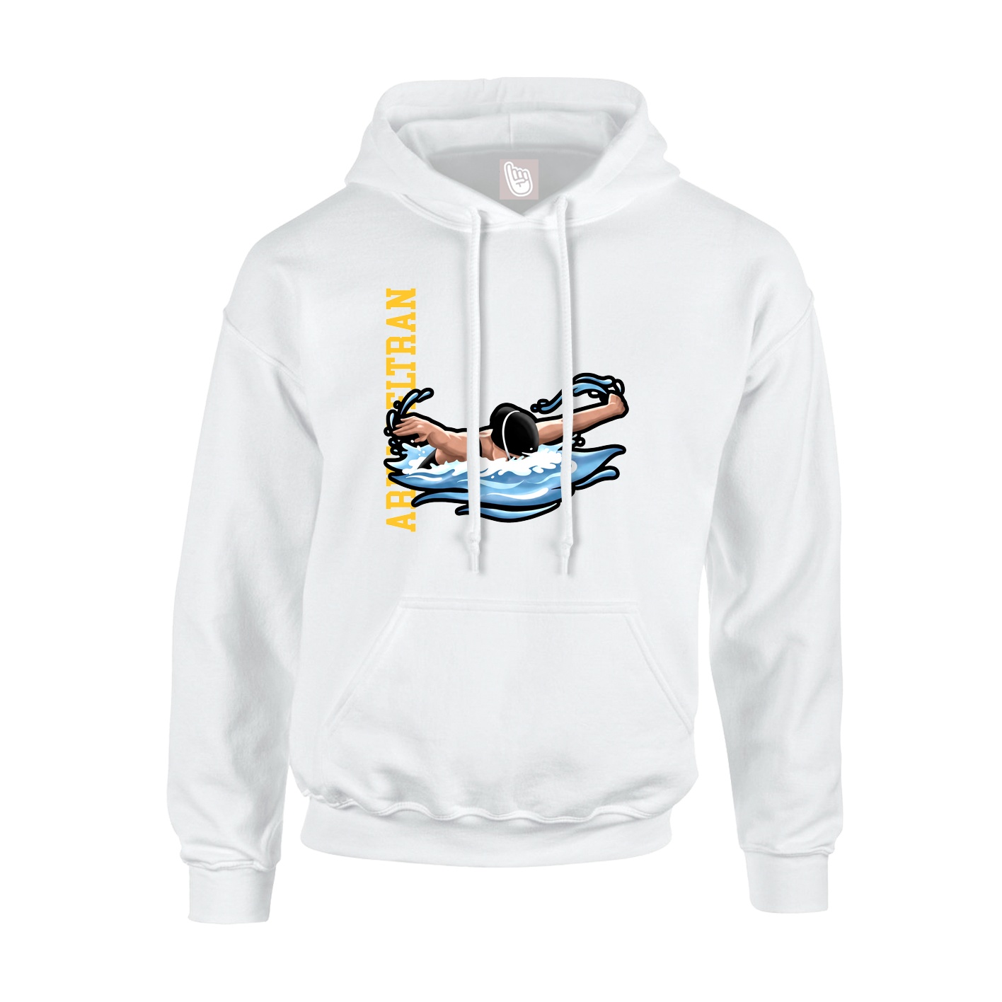 Youth Hoodie — Name Vertical in White