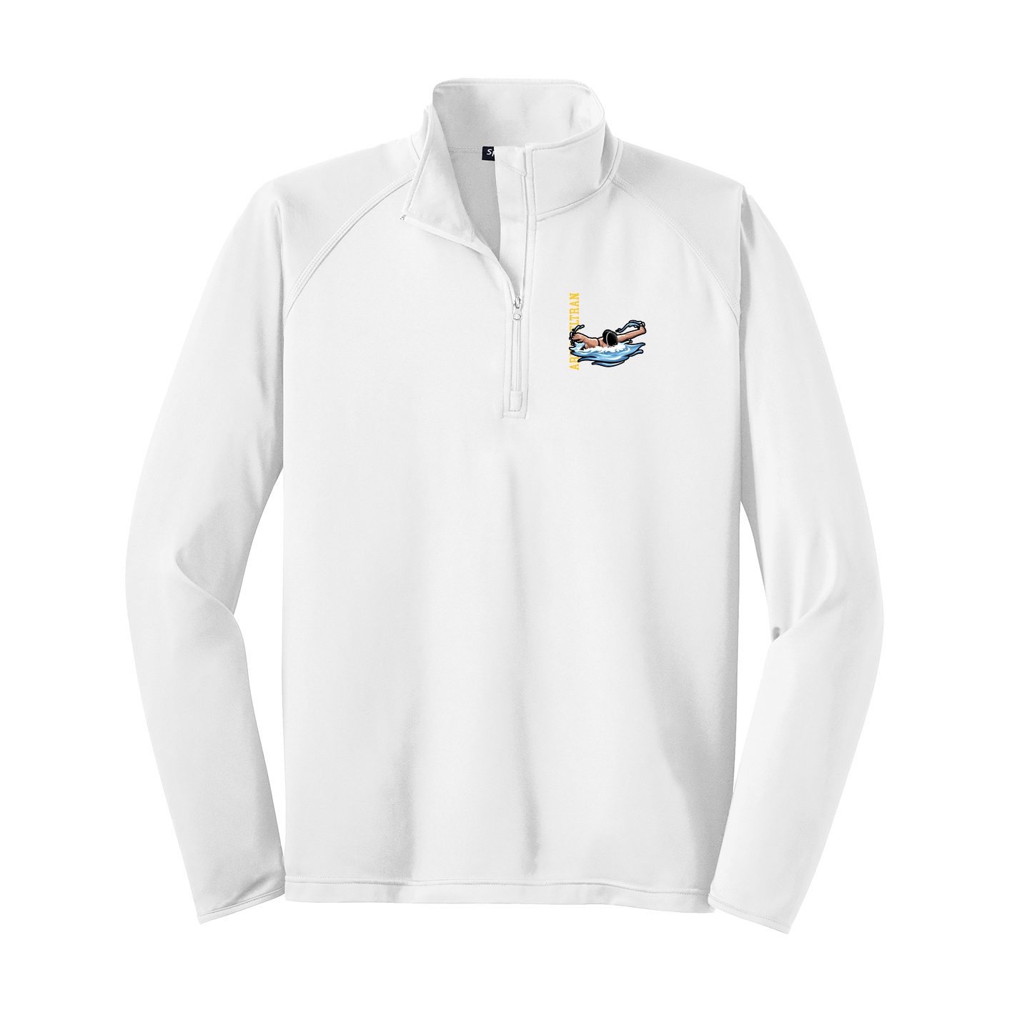 Q-Zip Pullover — Name Vertical in White