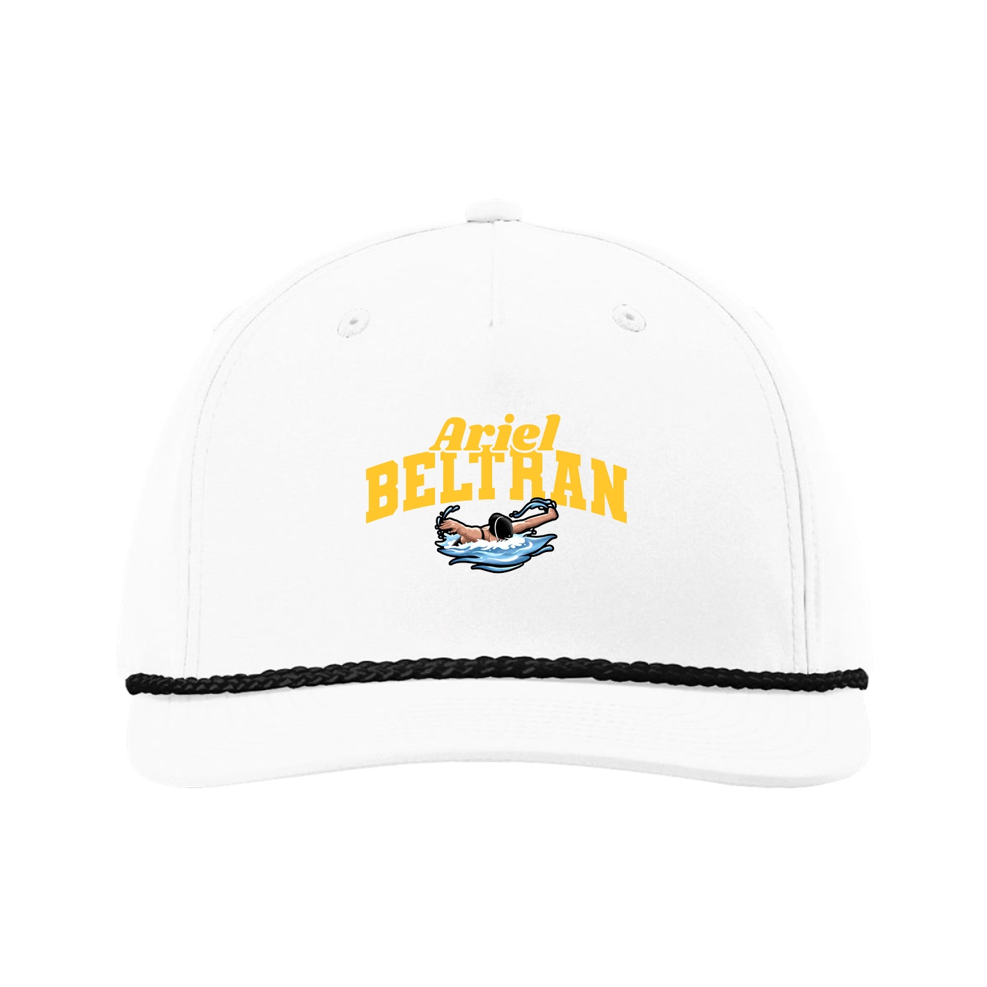 Five-Panel Classic Rope Cap — Signature Arch in White