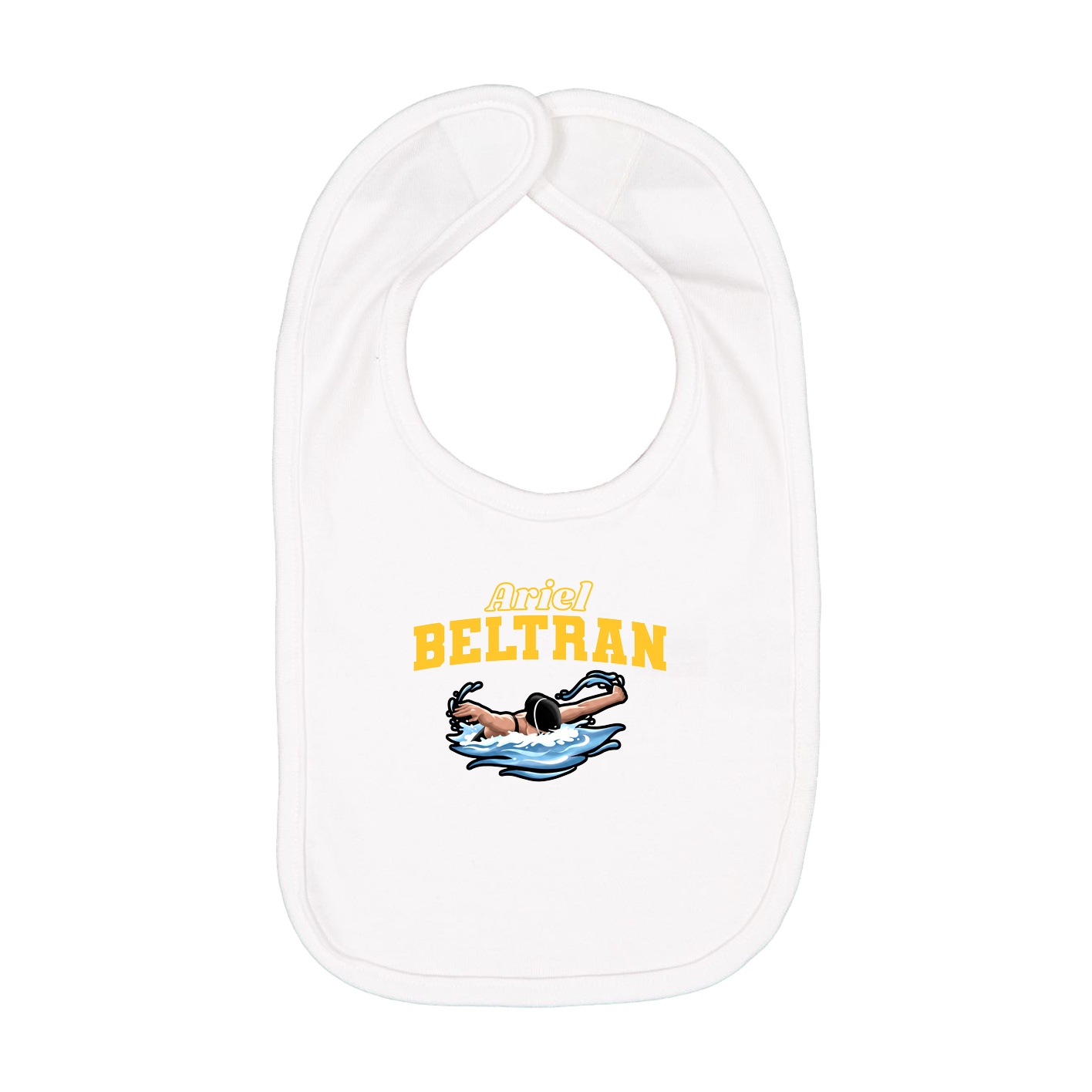 Infant Bib — Name Arch in White