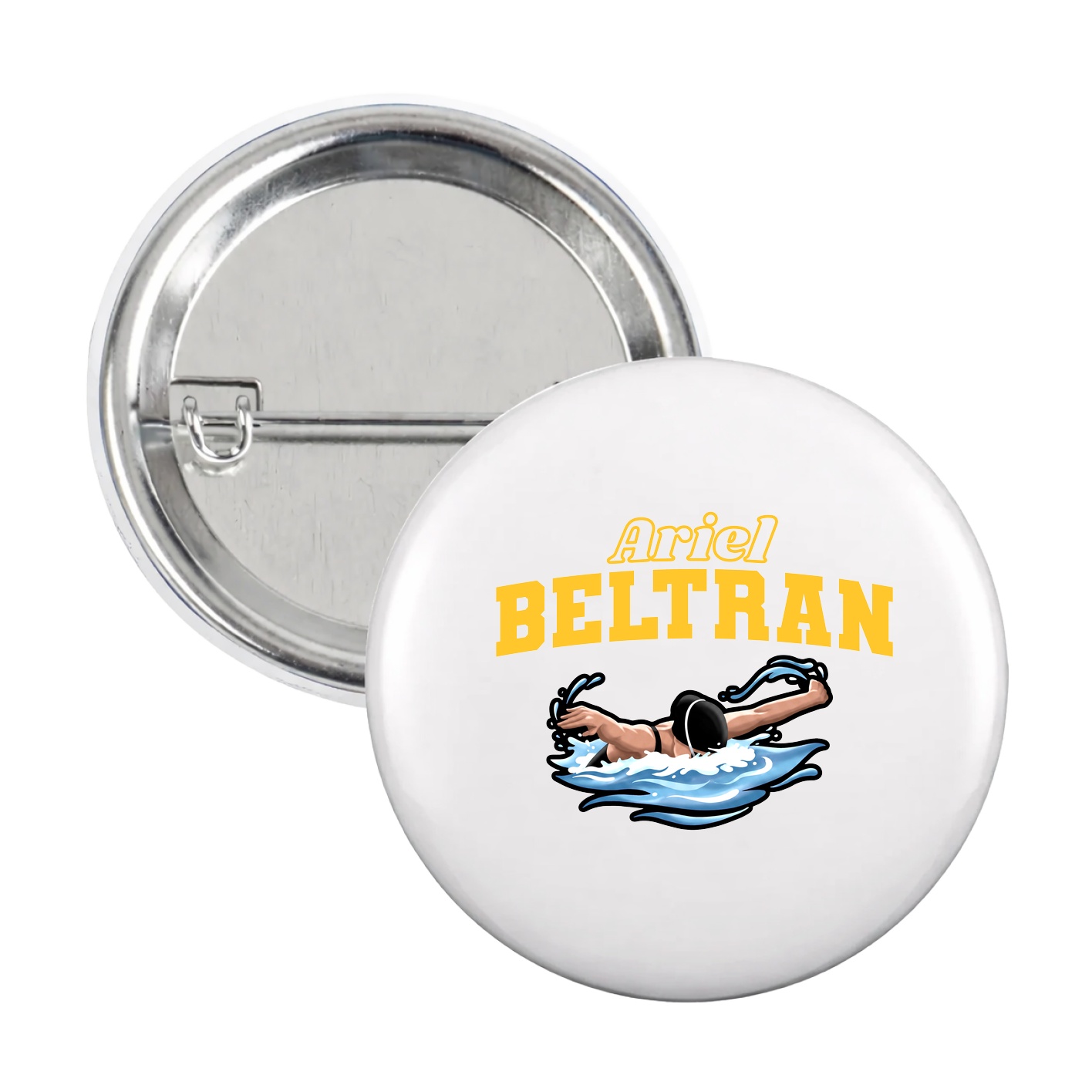 Game Day Button — Name Arch in White