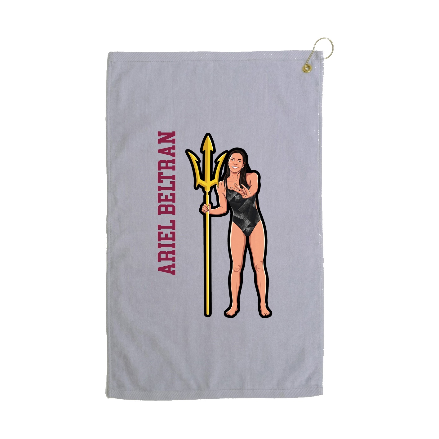 Golf Towel — Name Vertical in Grey