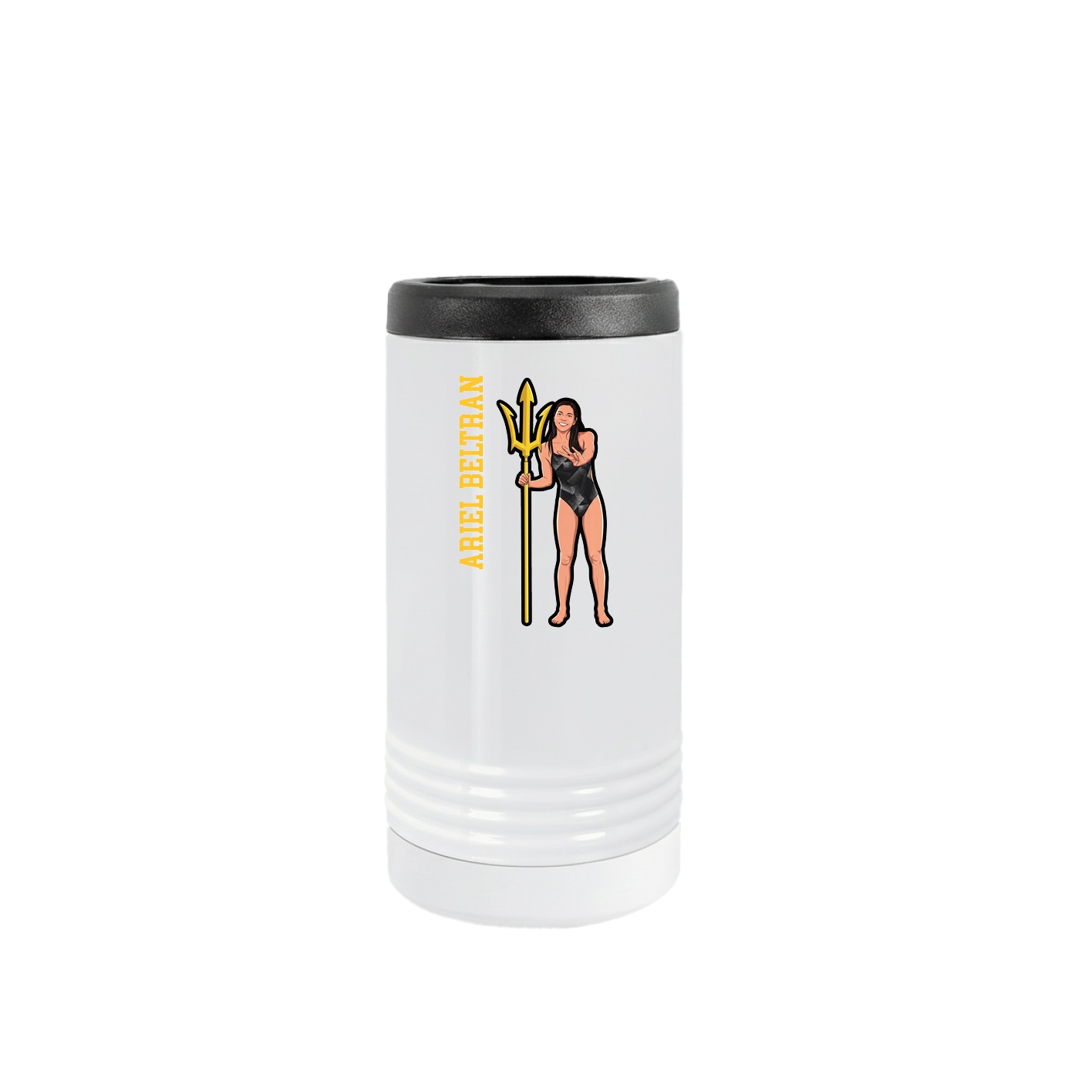 Slim Beverage Holder — Name Vertical in White