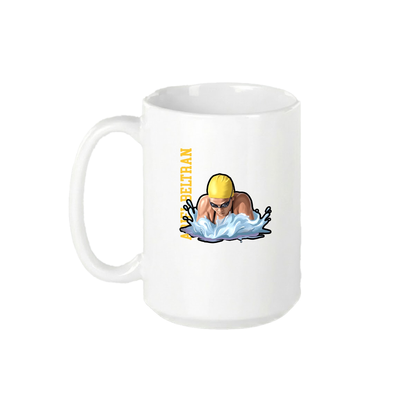 15oz Coffee Mug — Name Vertical in White