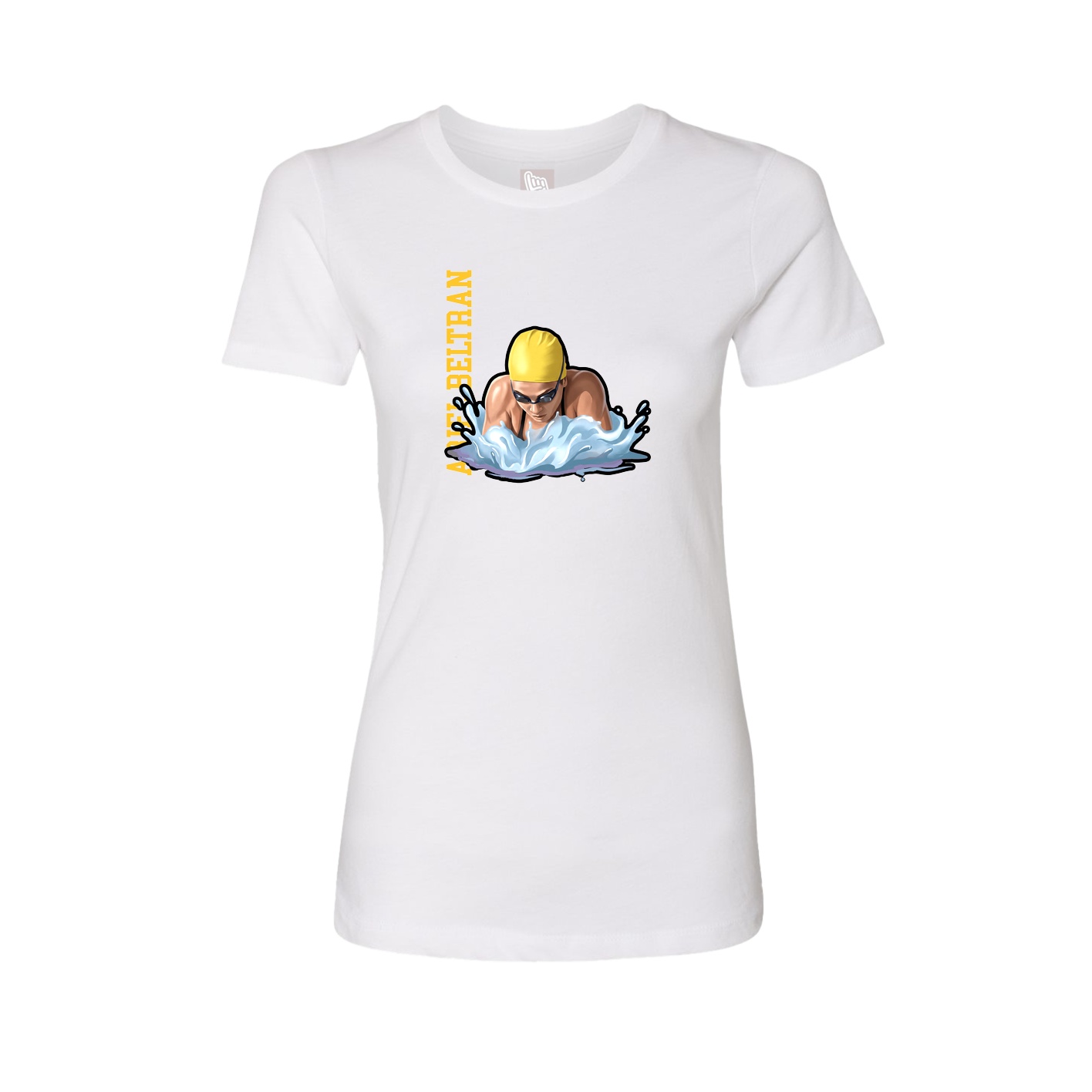 Womens Tee — Name Vertical in White