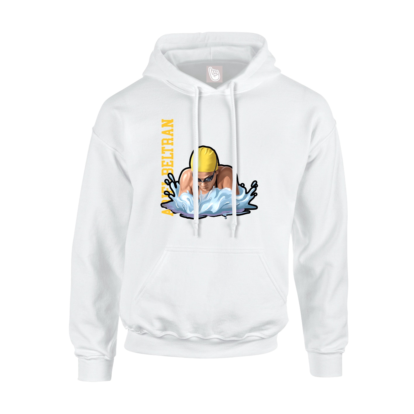 Youth Hoodie — Name Vertical in White