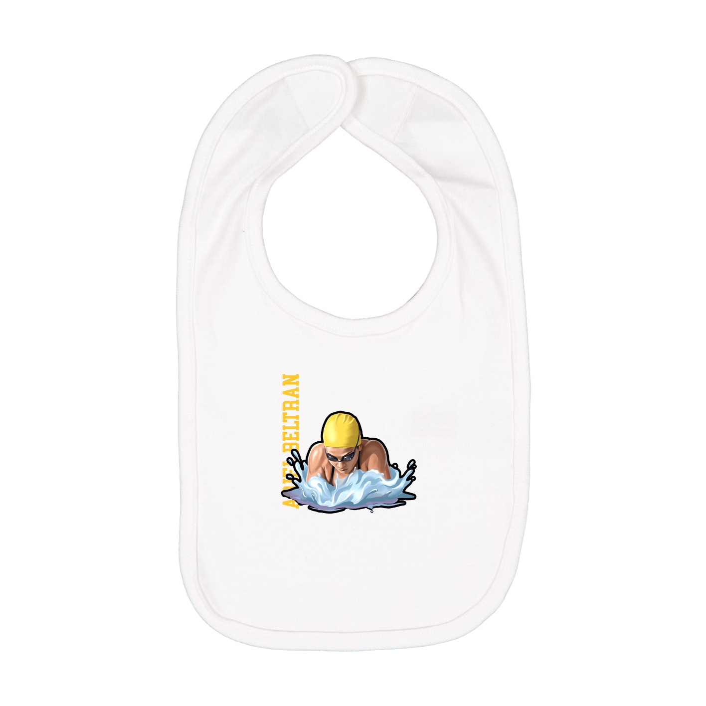 Infant Bib — Name Vertical in White