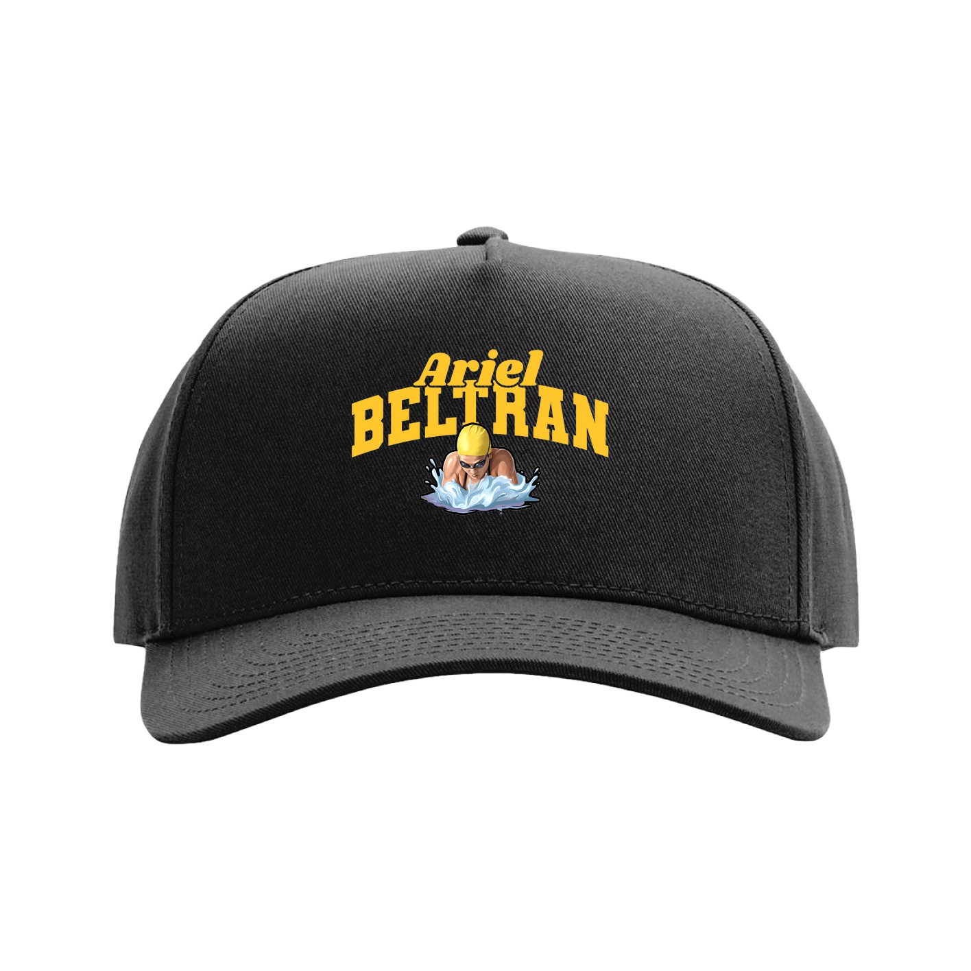 Full Fabric Five-Panel Champ Cap — Signature Arch in Black