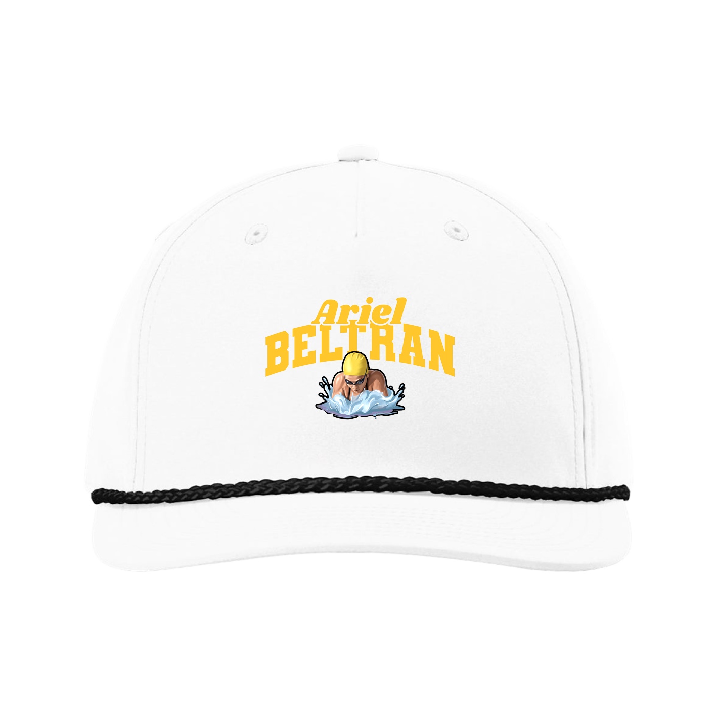 Five-Panel Classic Rope Cap — Signature Arch in White