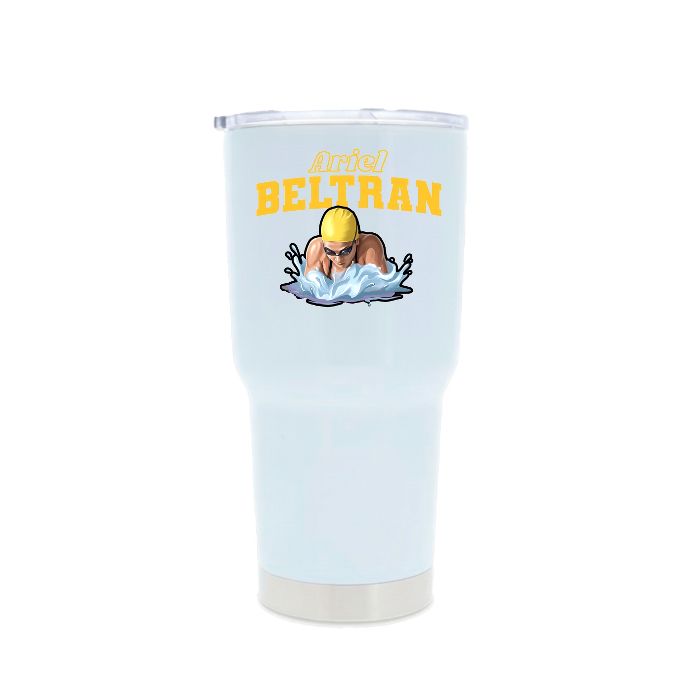 30oz Stainless Steel Tumbler — Name Arch in White
