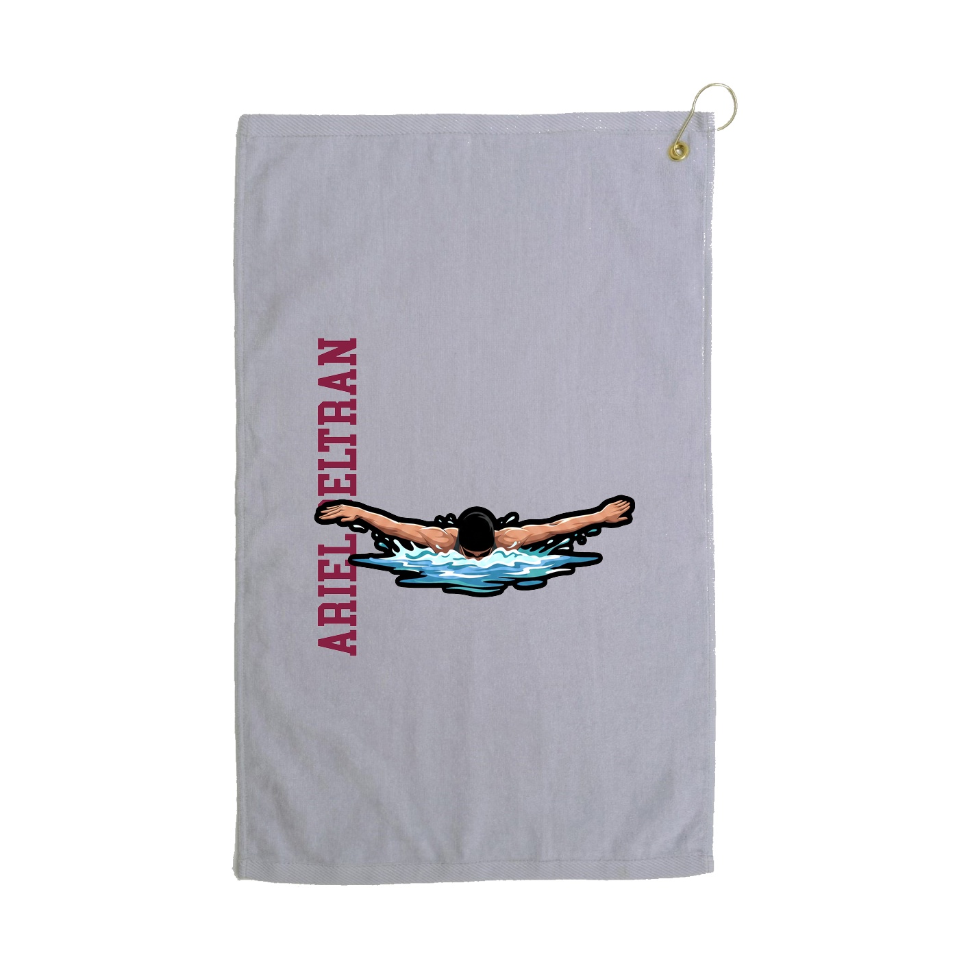 Golf Towel — Name Vertical in Grey