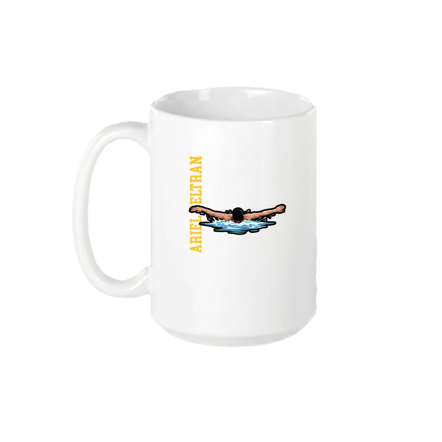 15oz Coffee Mug — Name Vertical in White