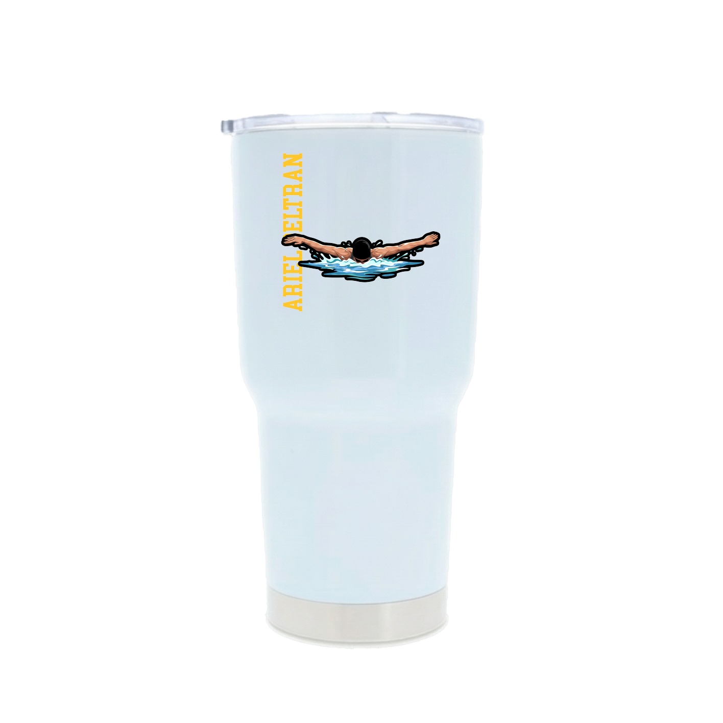 30oz Stainless Steel Tumbler — Name Vertical in White