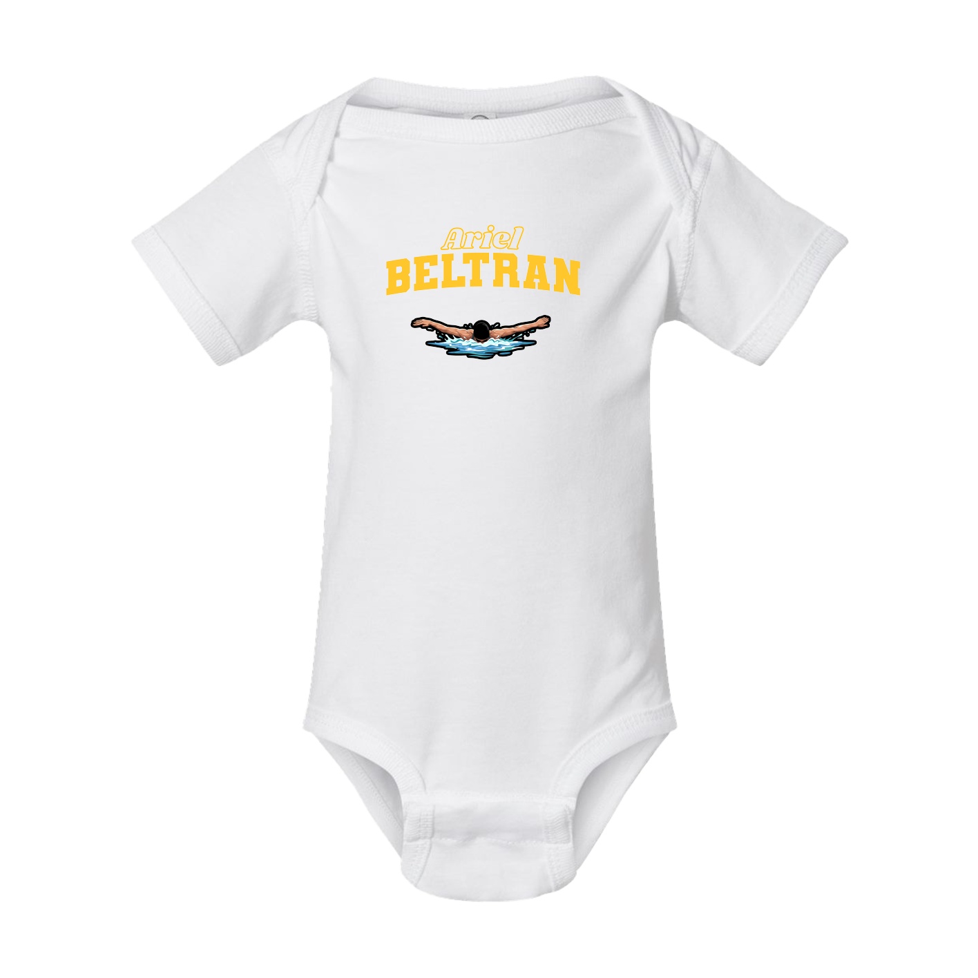 Baby Onesie — Name Arch in White