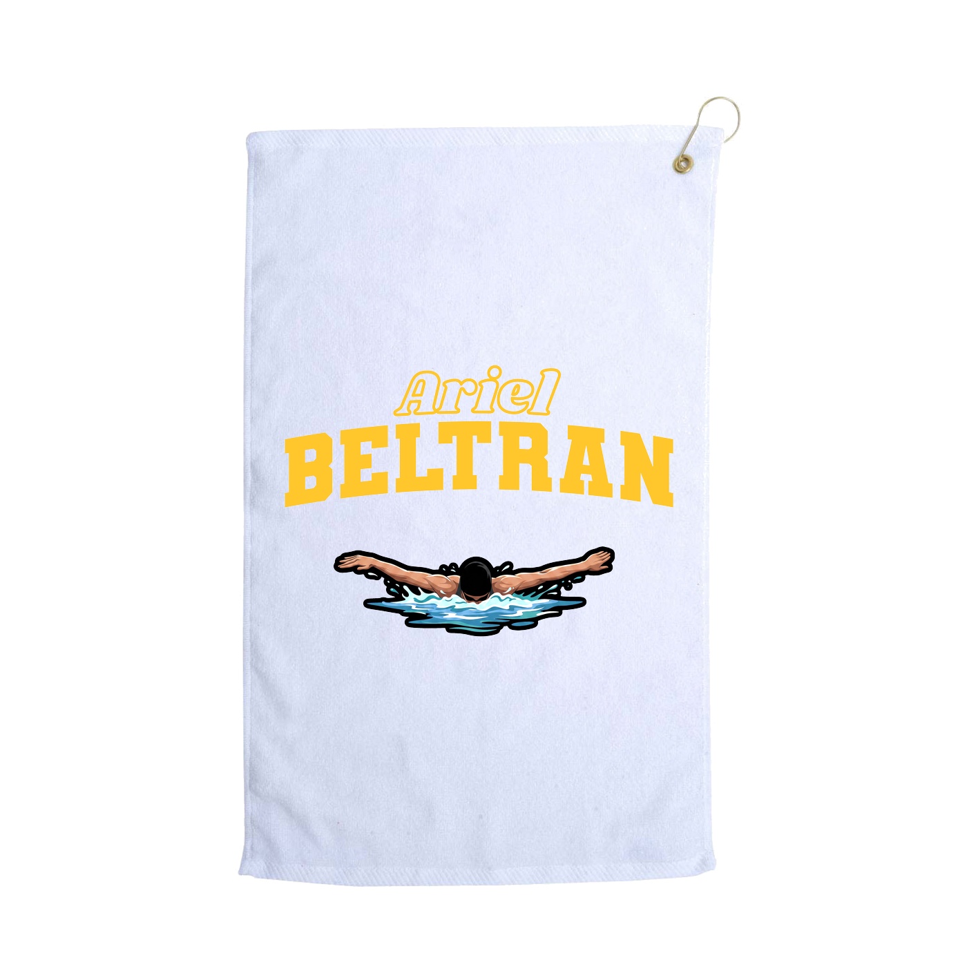Golf Towel — Name Arch in White