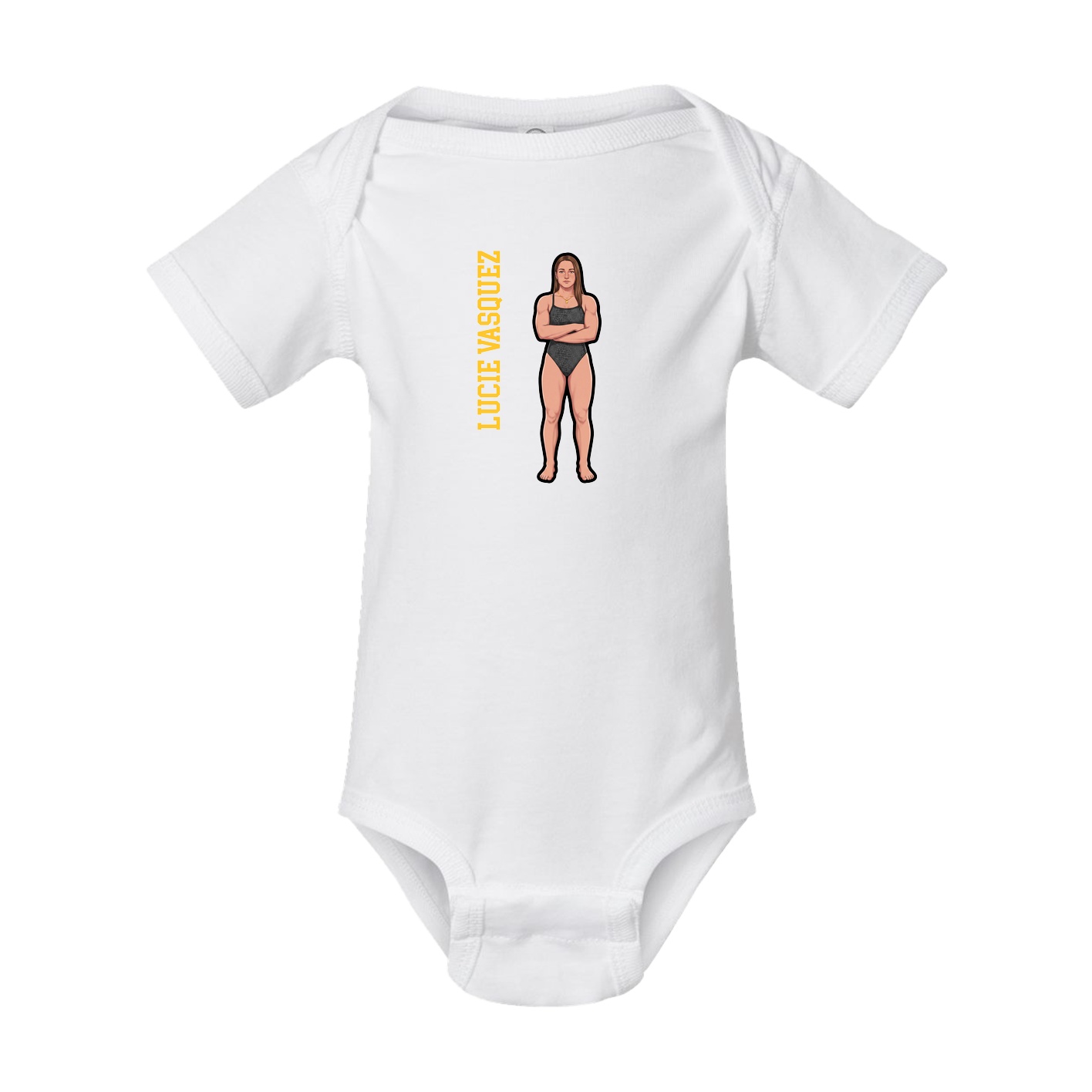 Baby Onesie — Name Vertical in White