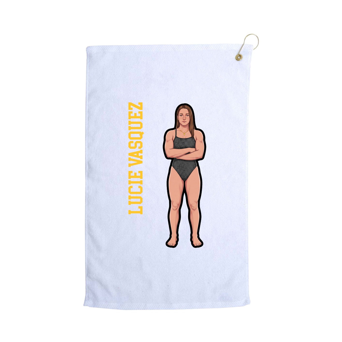 Golf Towel — Name Vertical in White