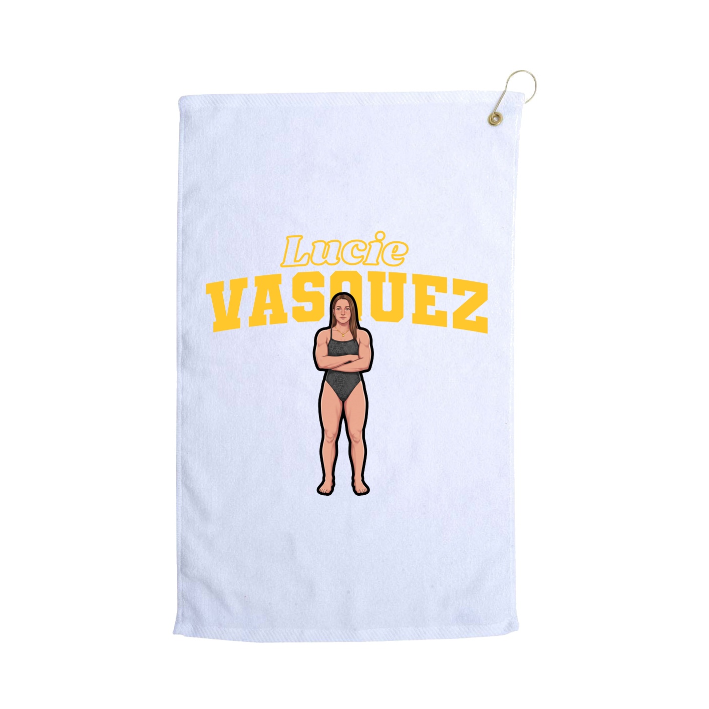 Golf Towel — Name Arch in White