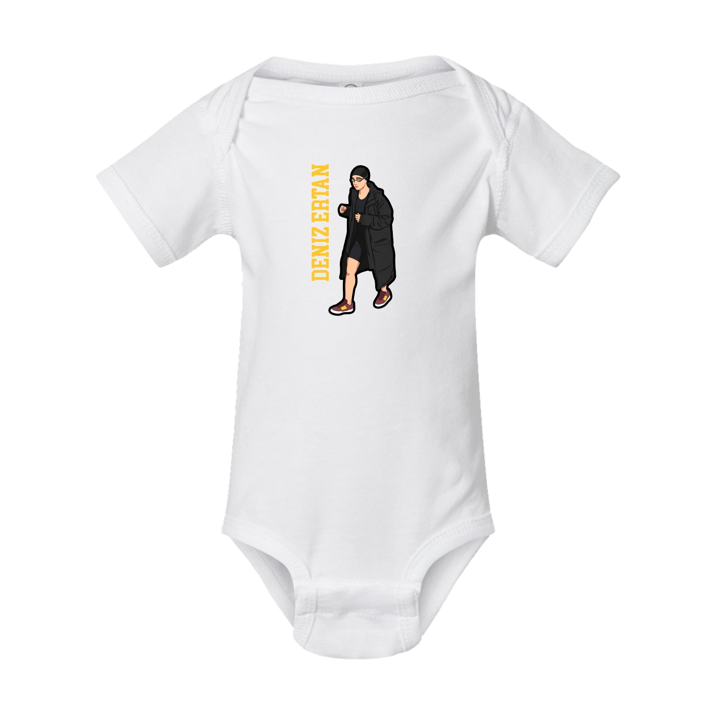 Baby Onesie — Name Vertical in White