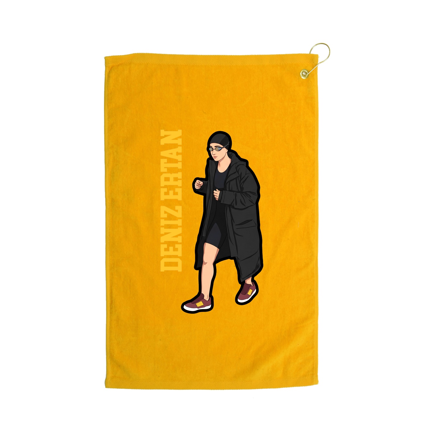 Golf Towel — Name Vertical in Gold