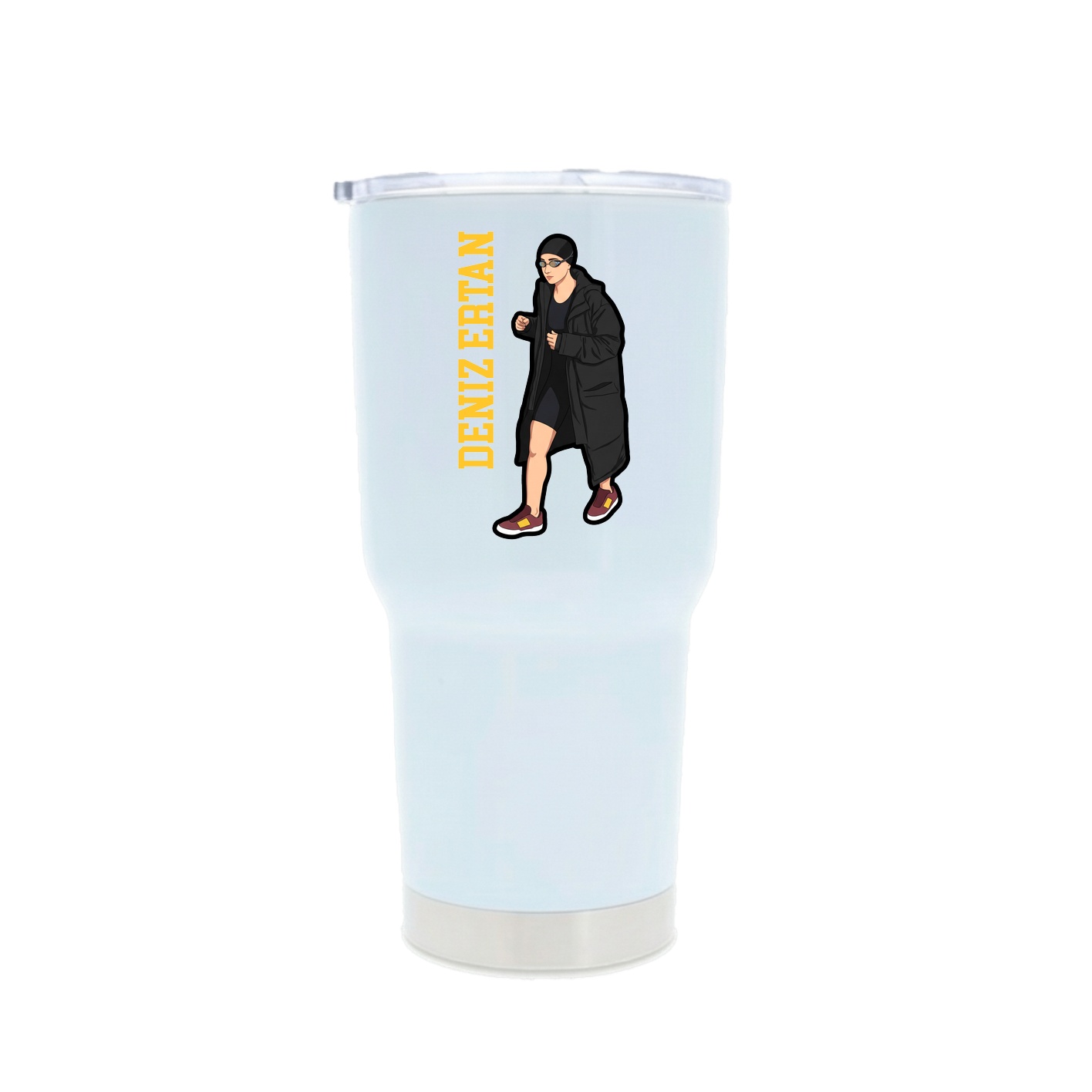 30oz Stainless Steel Tumbler — Name Vertical in White
