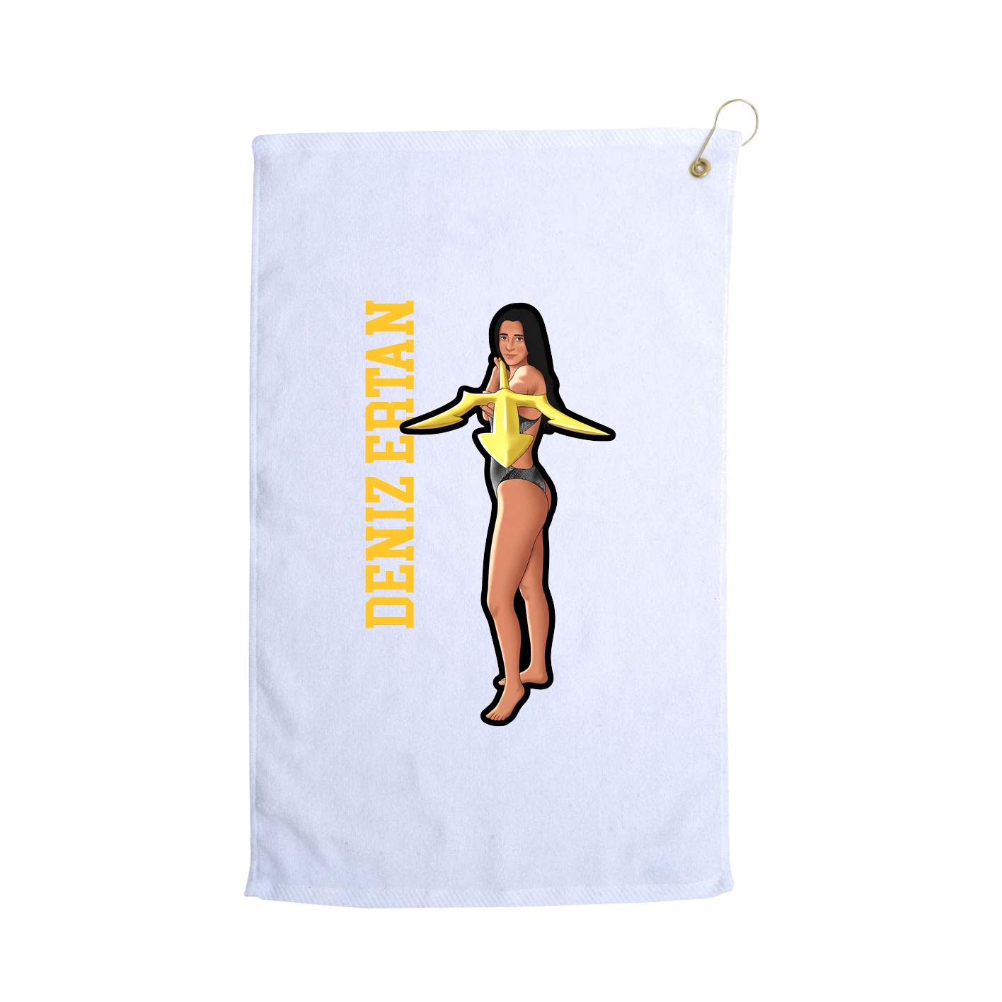 Golf Towel — Name Vertical in White