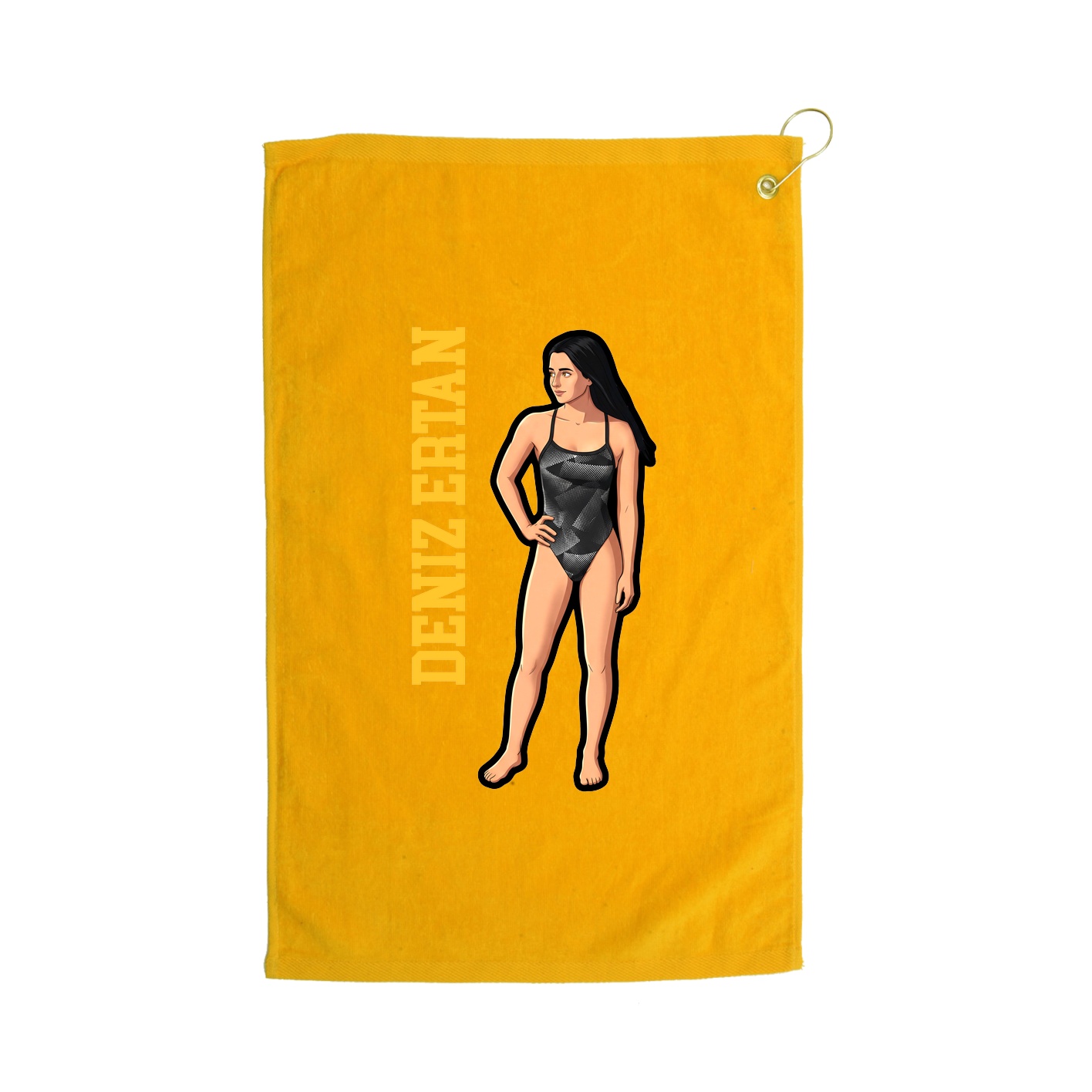 Golf Towel — Name Vertical in Gold