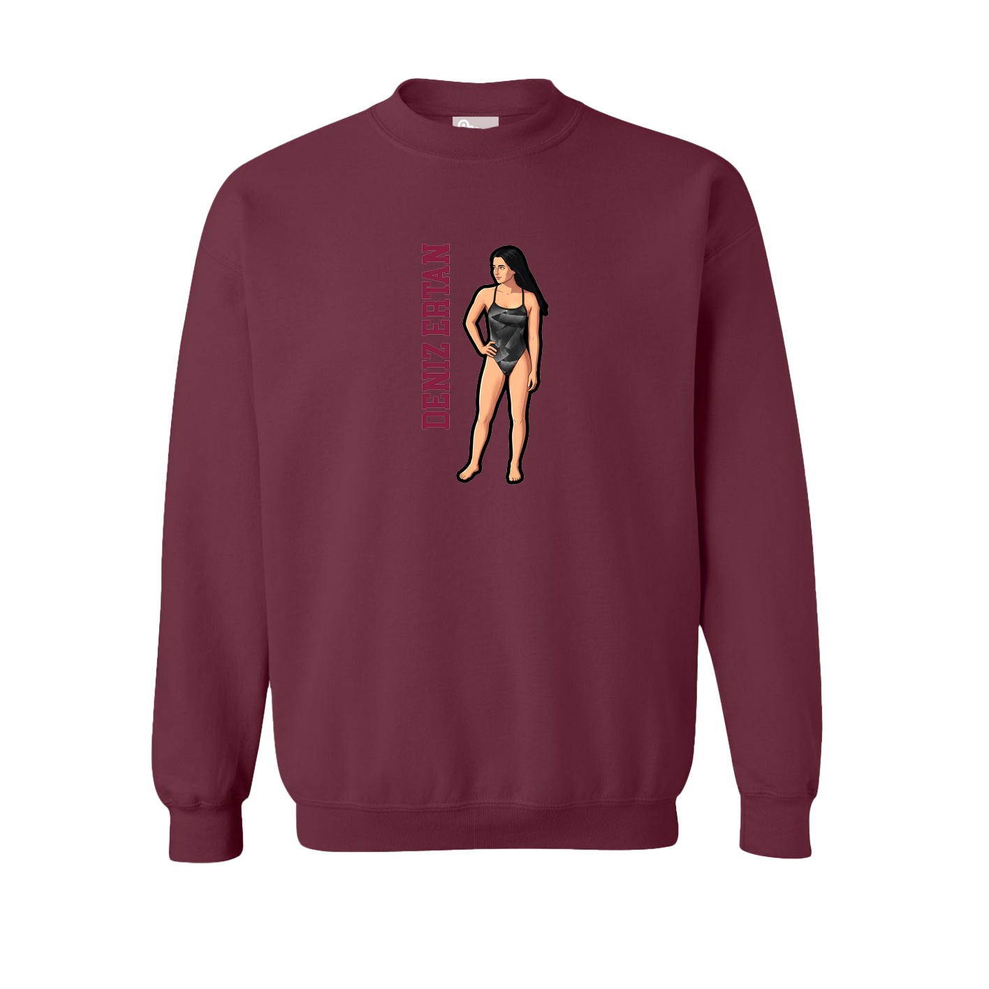 Fleece Crew — Name Vertical in Maroon