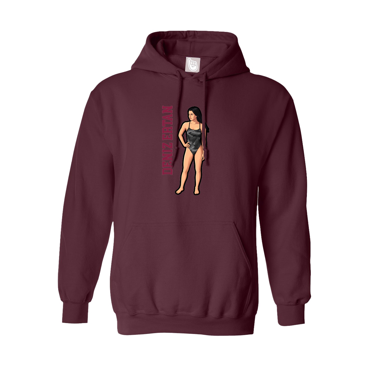 Youth Hoodie — Name Vertical in Maroon