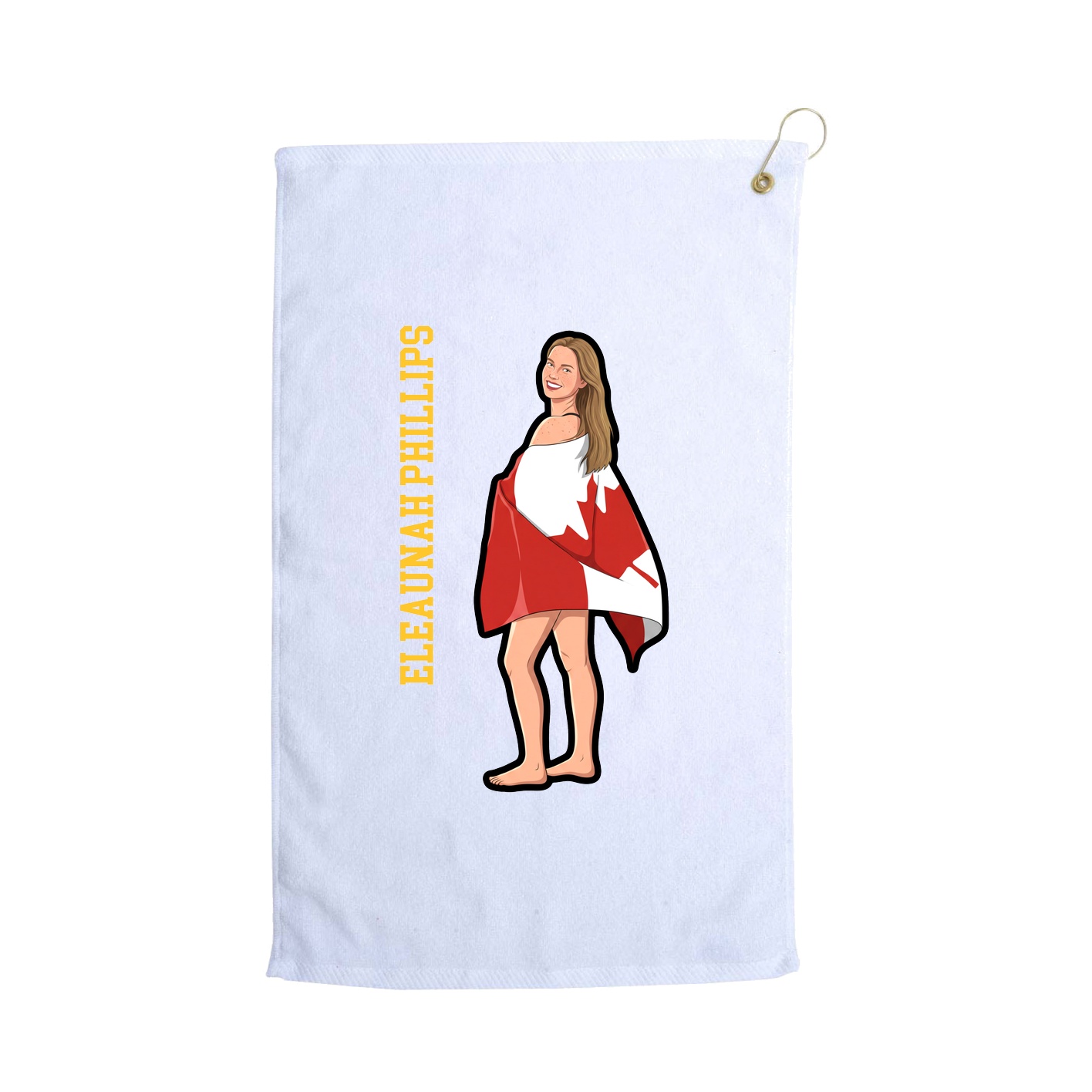 Golf Towel — Name Vertical in White