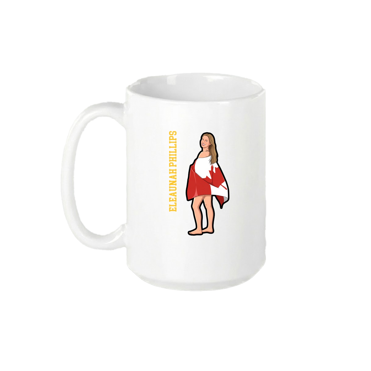 15oz Coffee Mug — Name Vertical in White