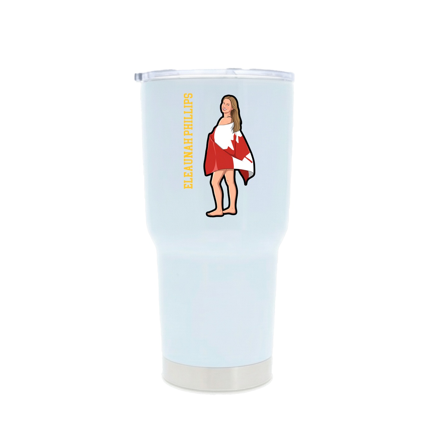30oz Stainless Steel Tumbler — Name Vertical in White